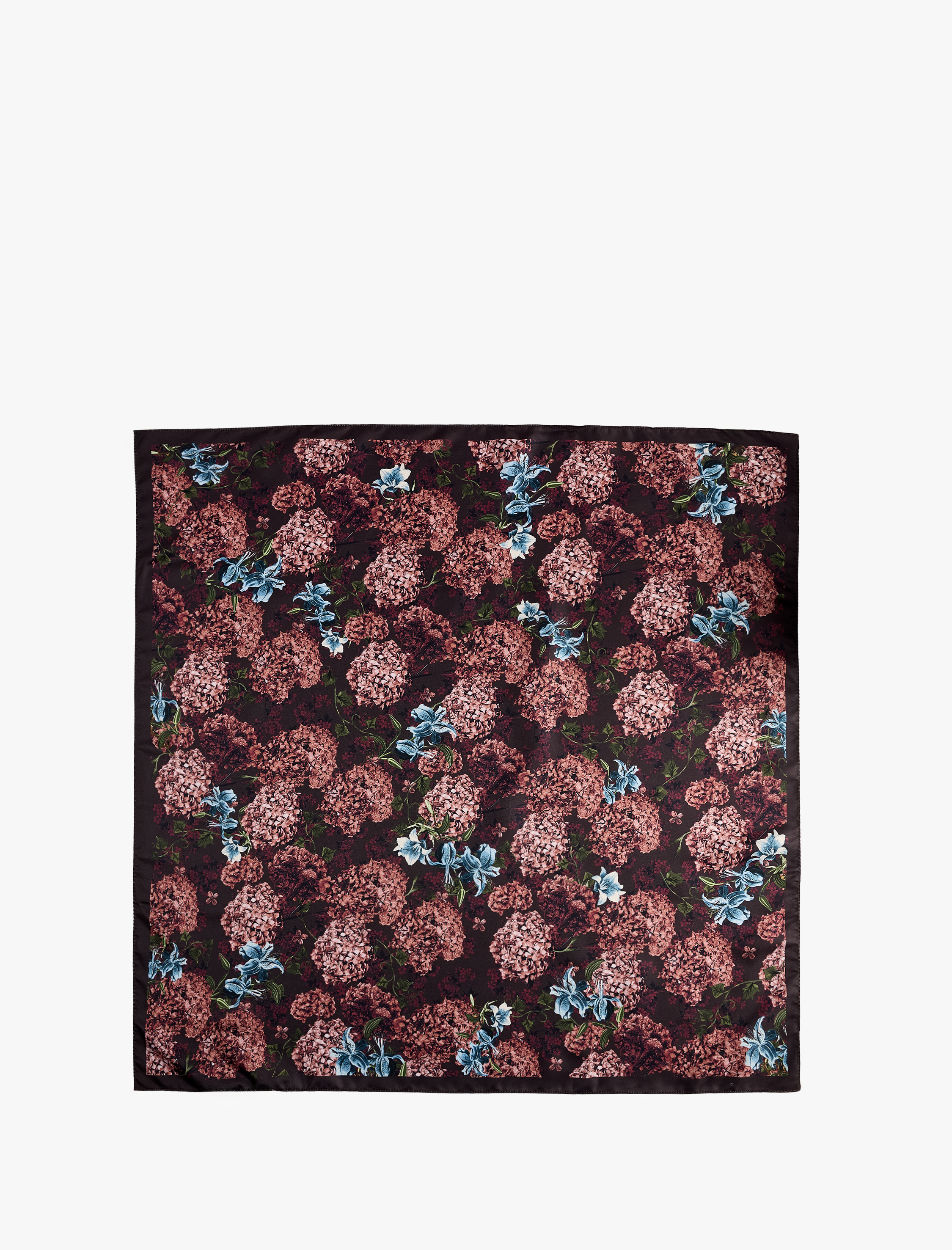  Kadın Çiçek Desenli Saten Kare Fular Bandana