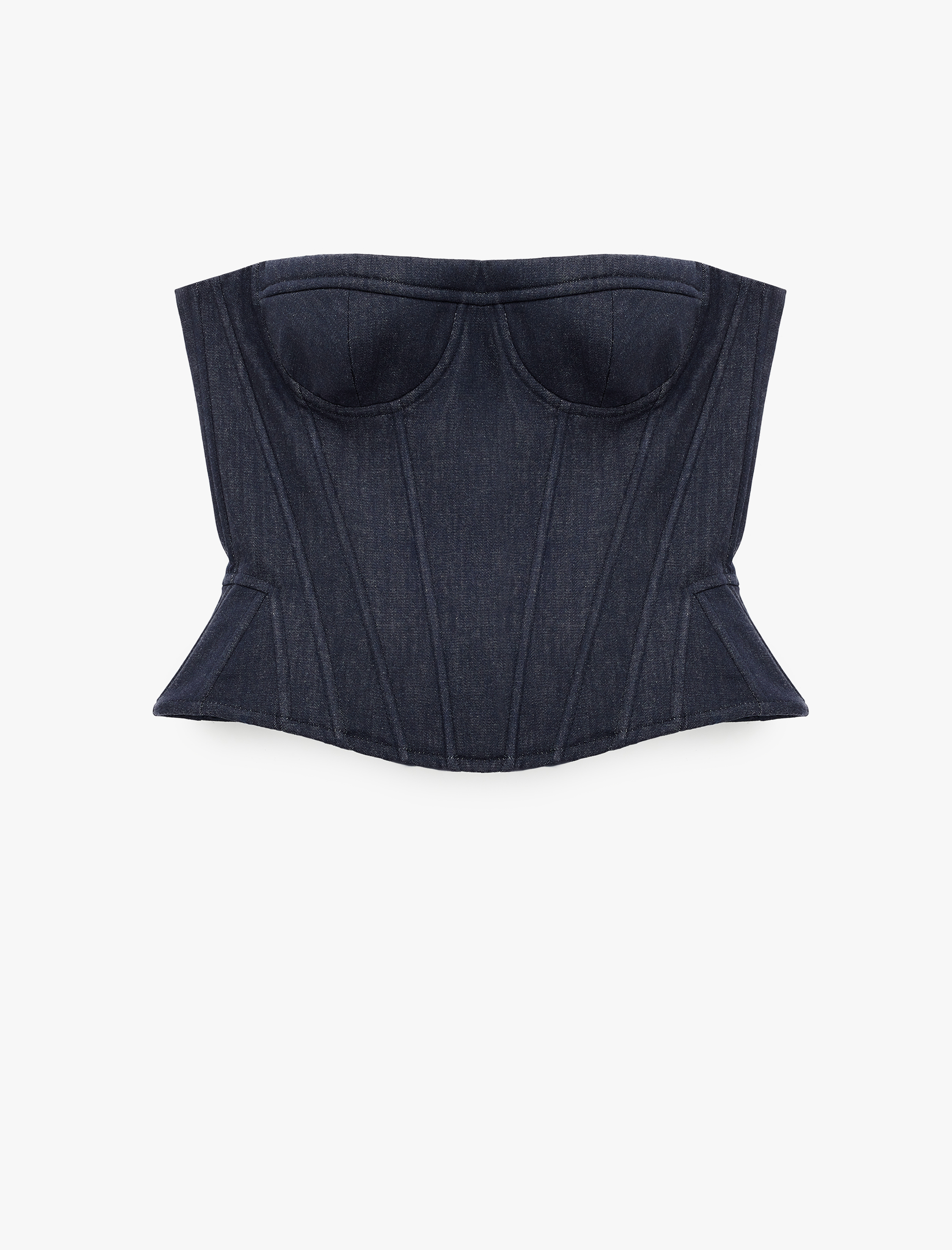 Koton Slim Fit Nervürlü Kolsuz Straplez Korse Büstiyer görsel 5