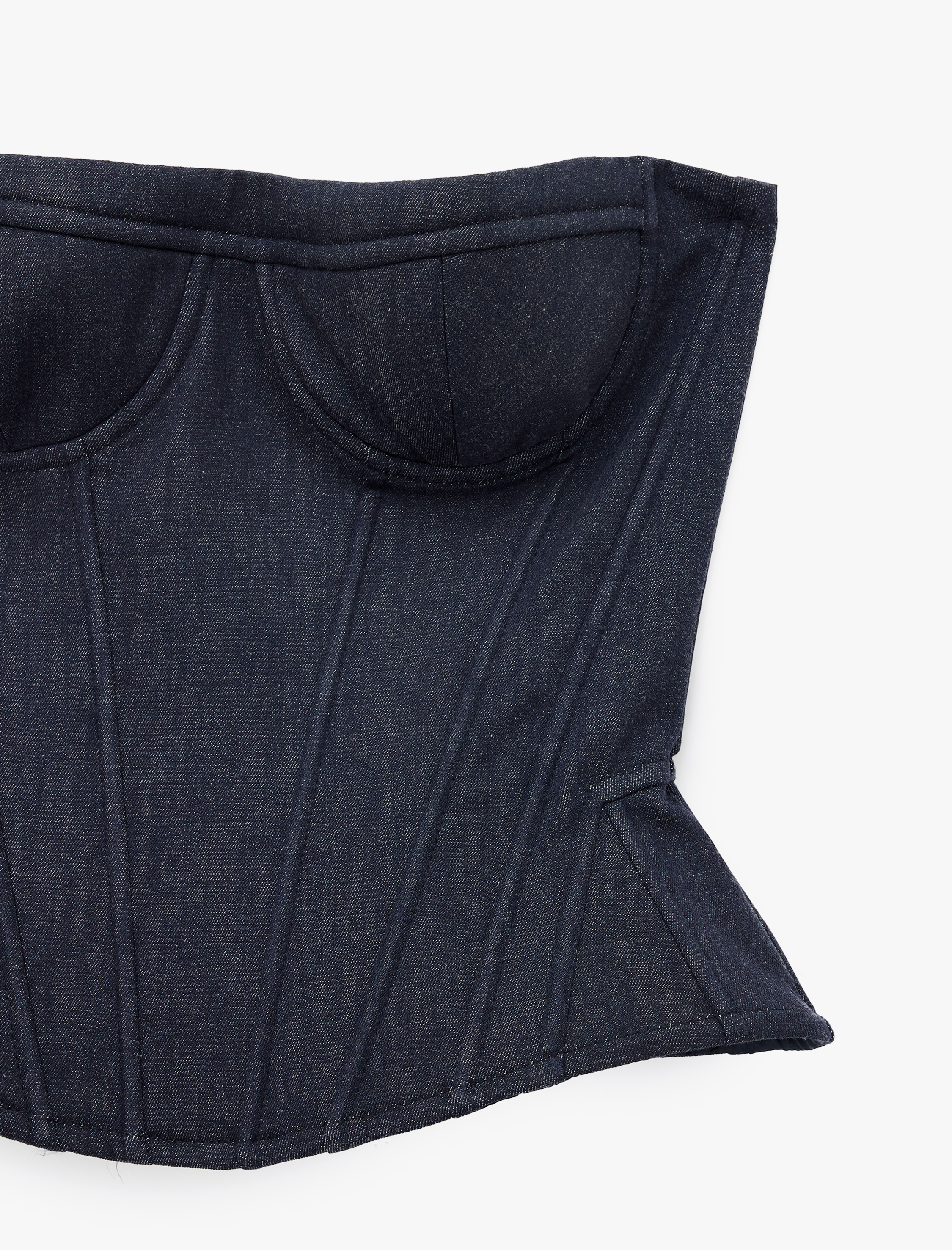 Koton Slim Fit Nervürlü Kolsuz Straplez Korse Büstiyer görsel 7