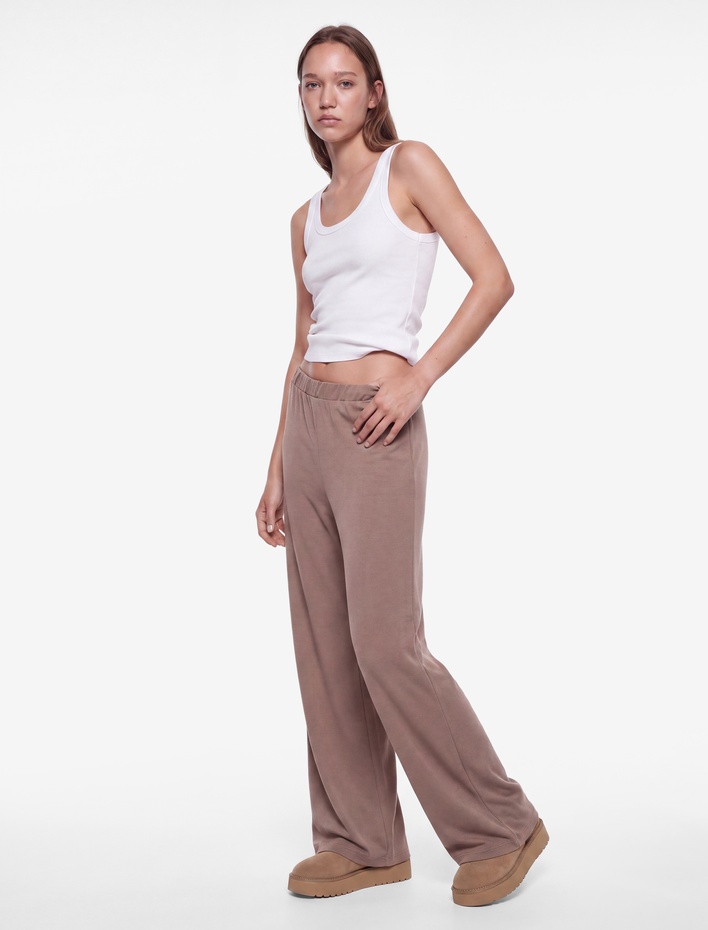  Beli Lastikli Rahat Kalıp Viskon Karşımlı Triko Pijama Altı