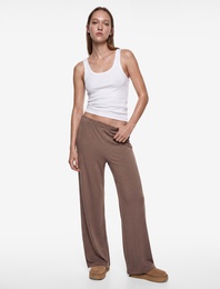 Beli Lastikli Rahat Kalıp Viskon Karşımlı Triko Pijama Altı
