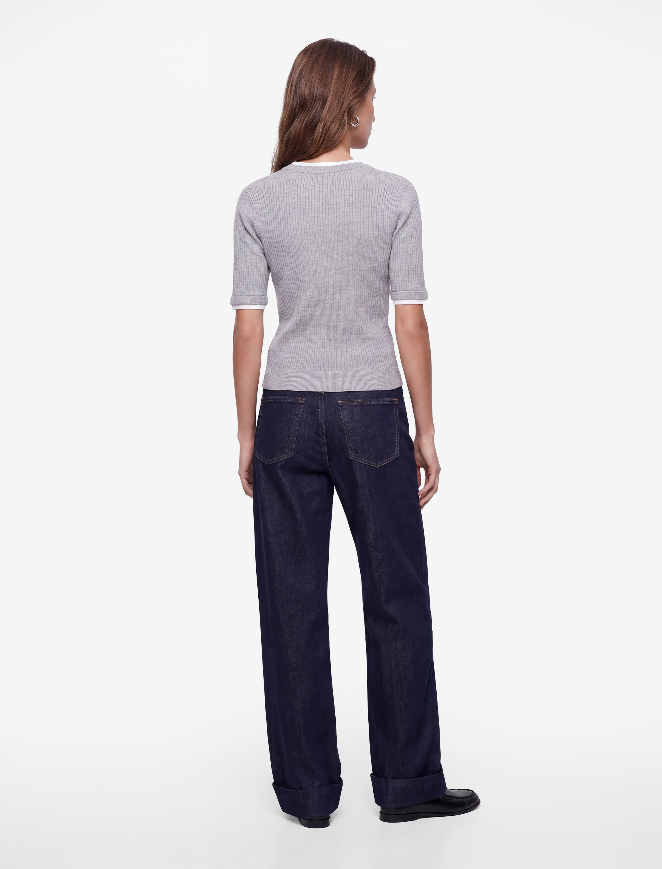 Koton Regular Fit Kısa Kollu Katmanlı Henley Yaka Düğmeli Triko Kazak görsel 5