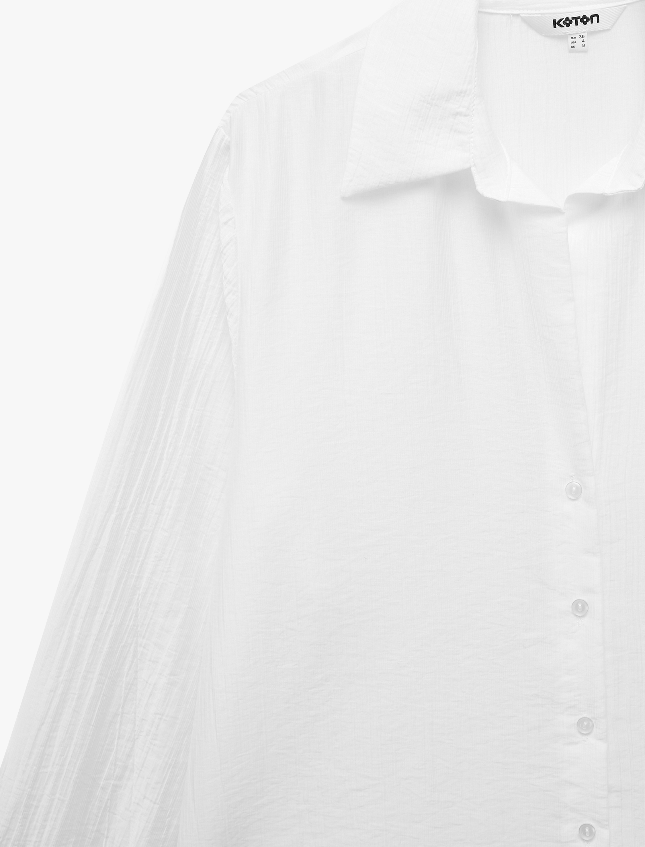 Koton Uzun Kollu Kaçık Yaka Düğmeli Oversize Gömlek görsel 6