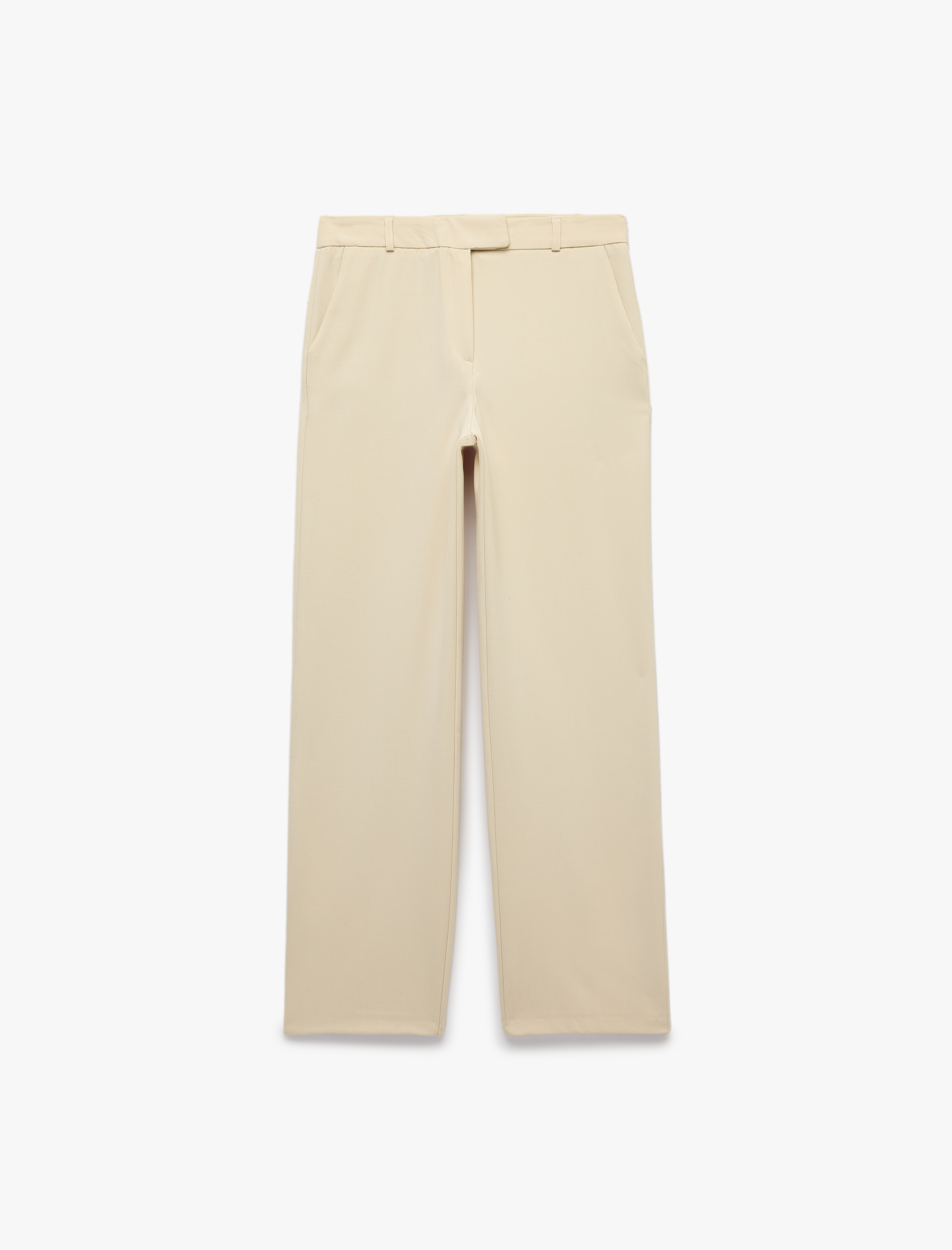   Normal Bel Cepli Düz Paça Viskon Karışımlı Slim Fit Cigarette Pantolon