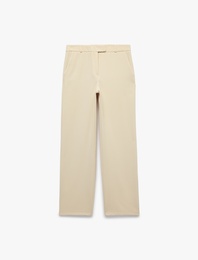 Normal Bel Cepli Düz Paça Viskon Karışımlı Slim Fit Cigarette Pantolon