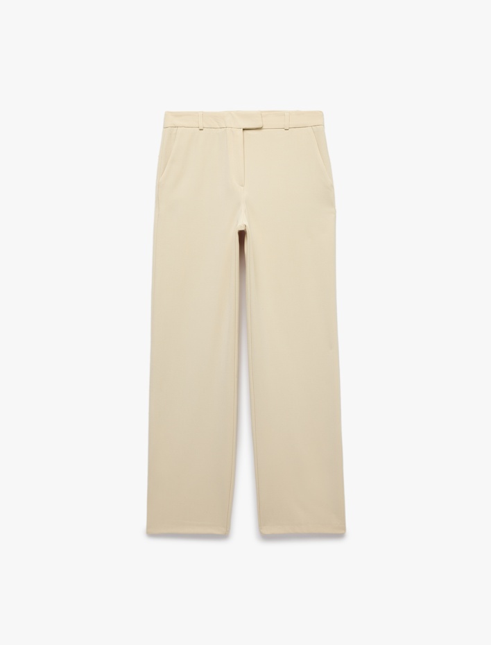  Normal Bel Cepli Düz Paça Viskon Karışımlı Slim Fit Cigarette Pantolon
