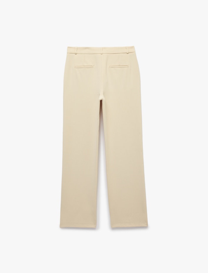  Normal Bel Cepli Düz Paça Viskon Karışımlı Slim Fit Cigarette Pantolon