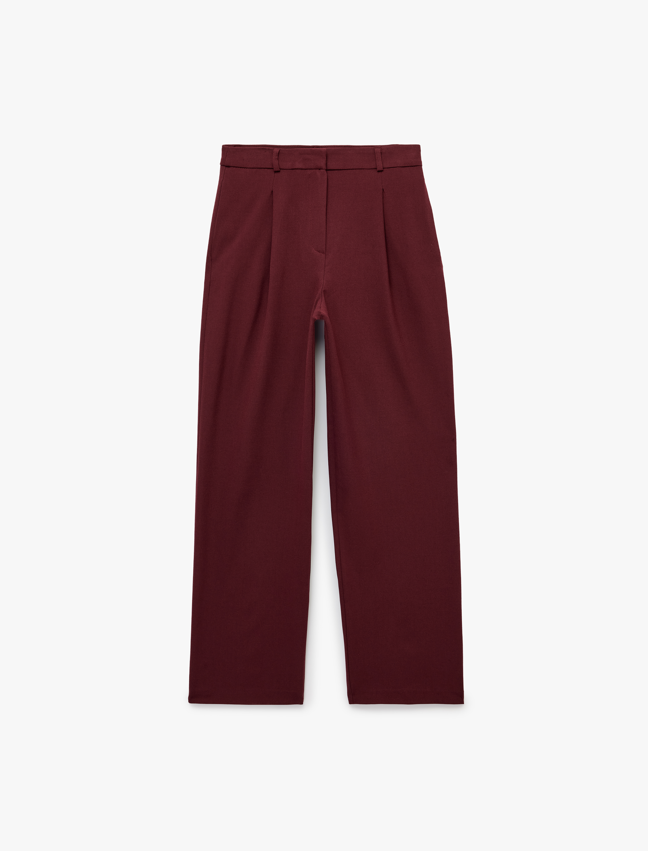   Normal Bel Cepli Regular Fit Viskon Karışımlı Pileli Geniş Paça Pantolon