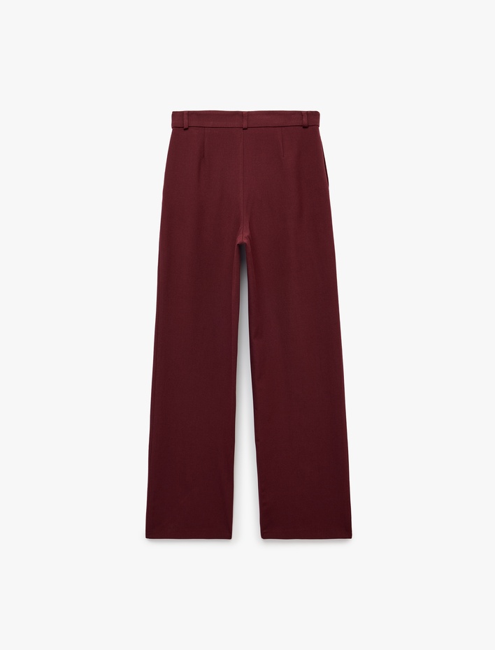  Normal Bel Cepli Regular Fit Viskon Karışımlı Pileli Geniş Paça Pantolon