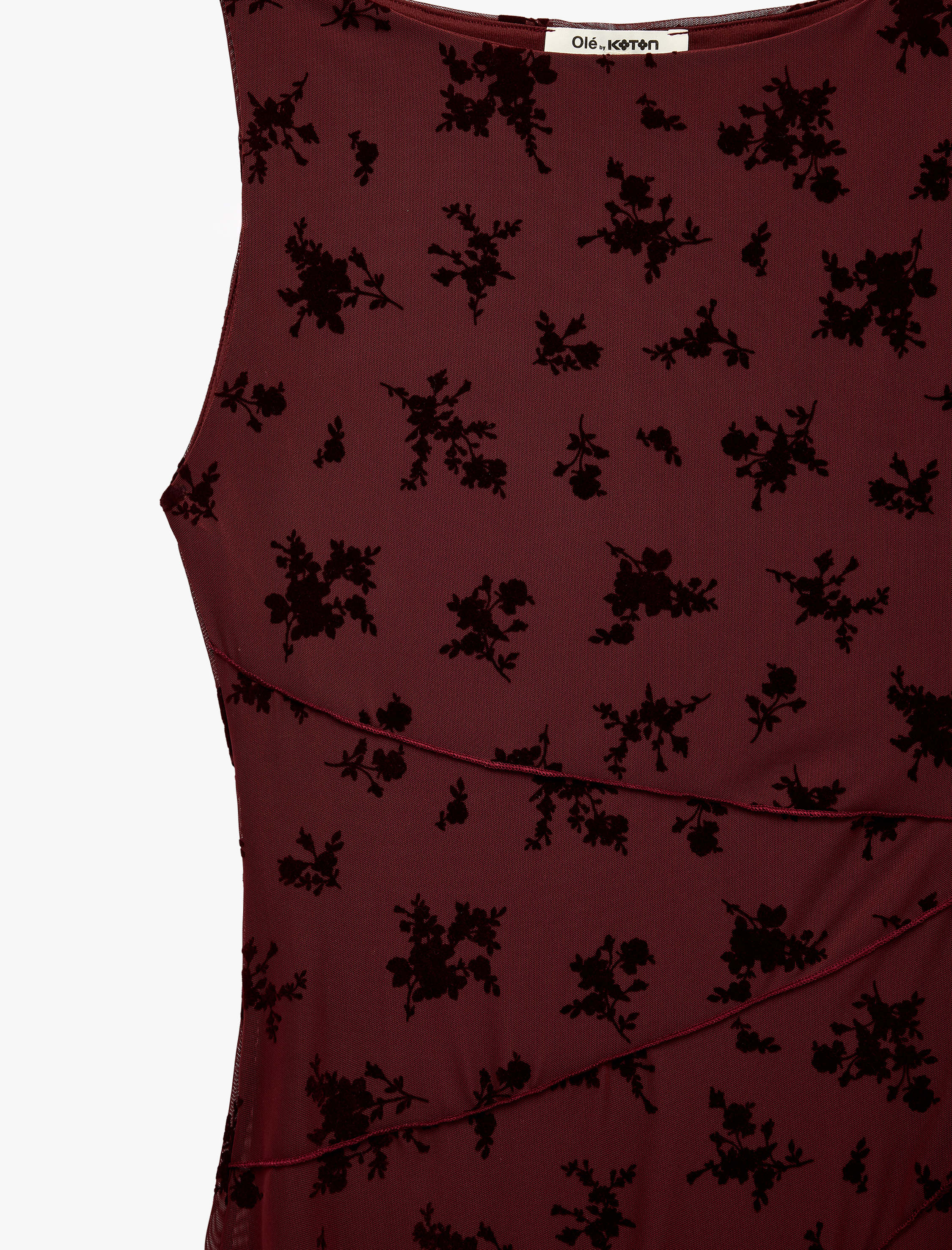   Kayık Yaka Kolsuz Slim Fit Tül Elbise