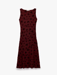 Kayık Yaka Kolsuz Slim Fit Tül Elbise