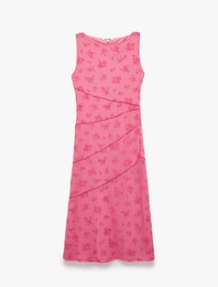 Kayık Yaka Kolsuz Slim Fit Tül Elbise