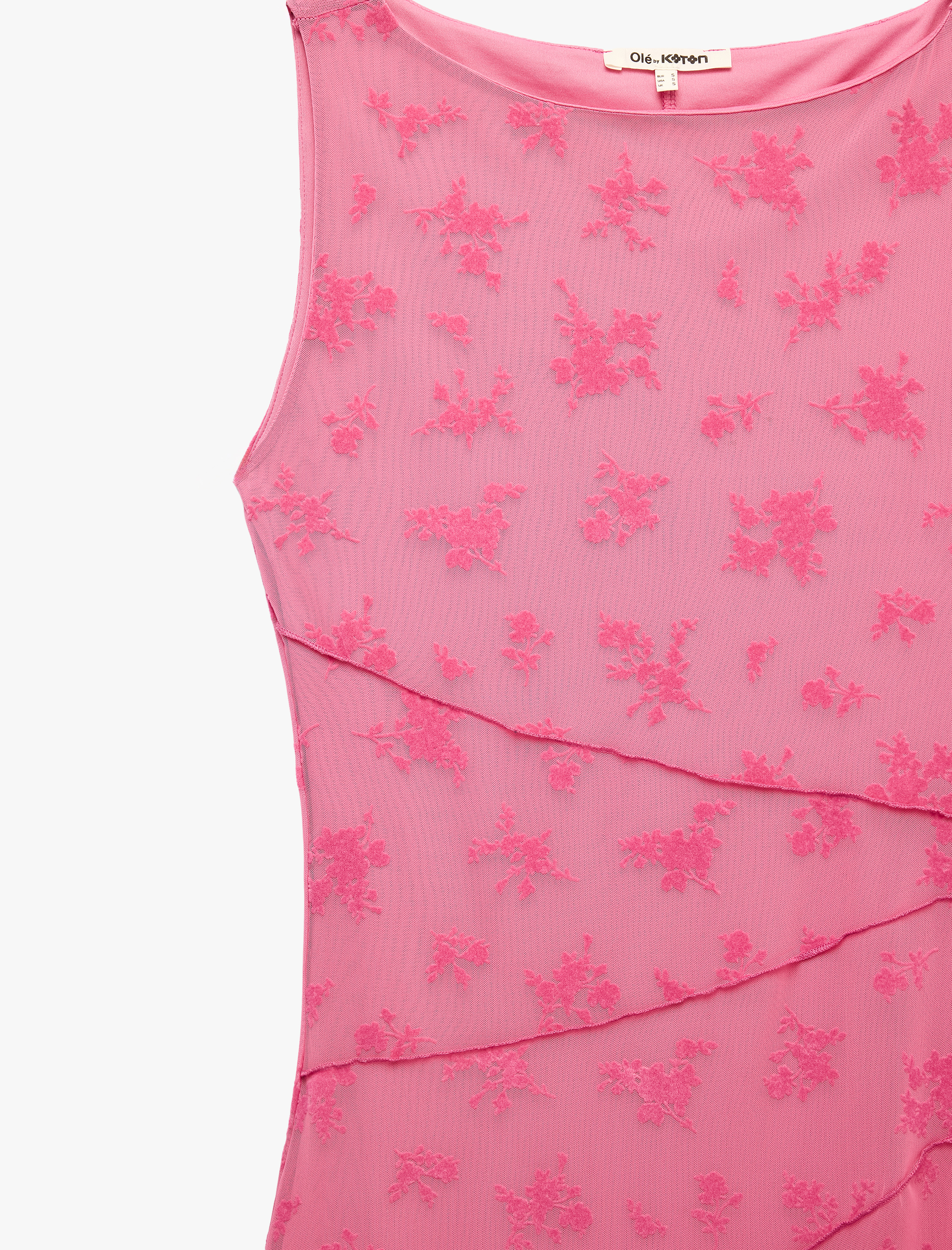   Kayık Yaka Kolsuz Slim Fit Tül Elbise