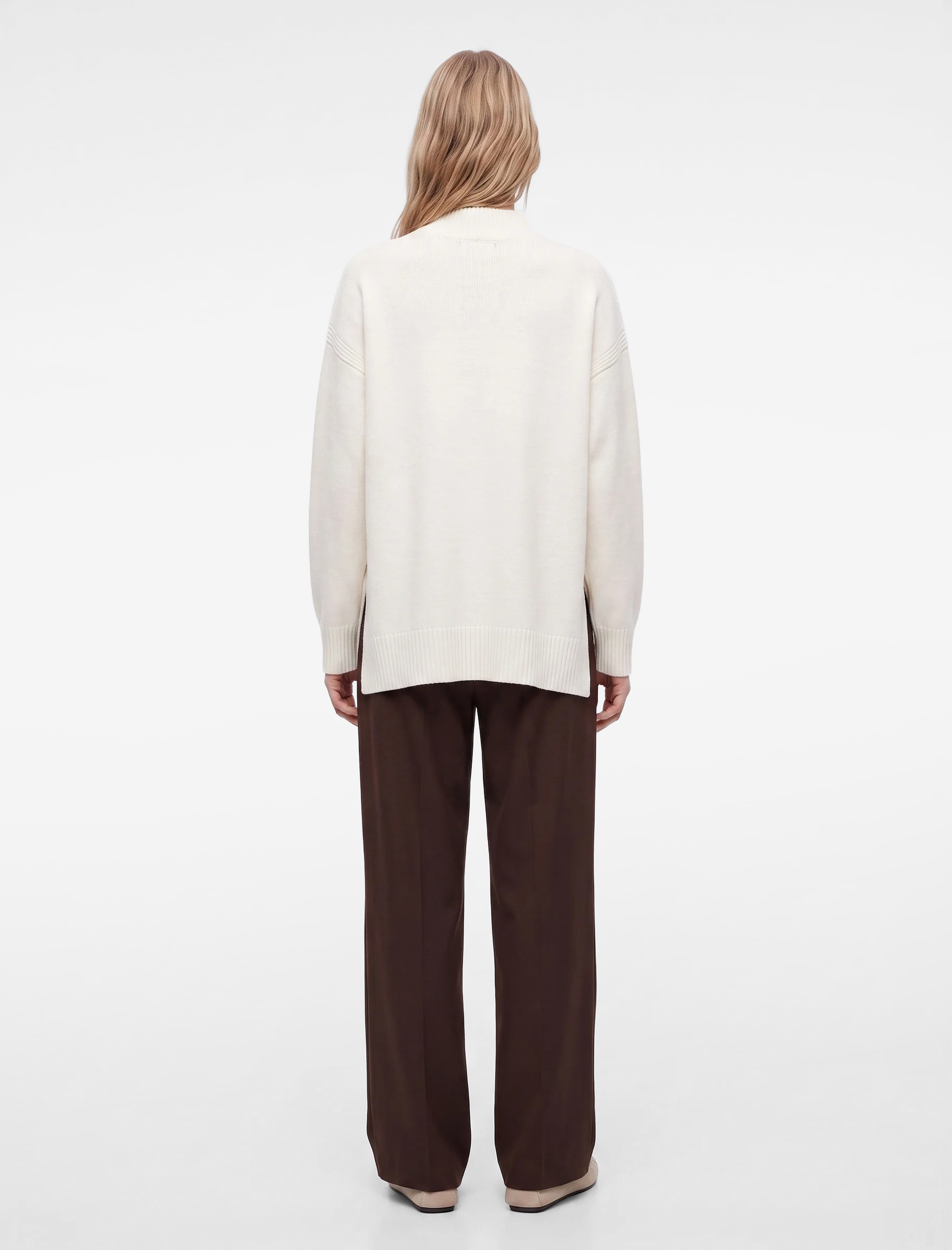   Dik Yaka Uzun Kollu Oversize Triko Tunik