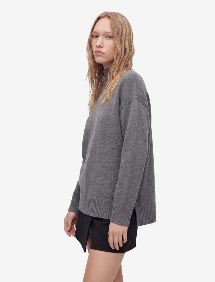  Dik Yaka Uzun Kollu Oversize Triko Tunik