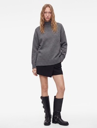 Dik Yaka Uzun Kollu Oversize Triko Tunik