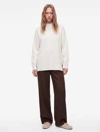 Dik Yaka Uzun Kollu Oversize Triko Tunik