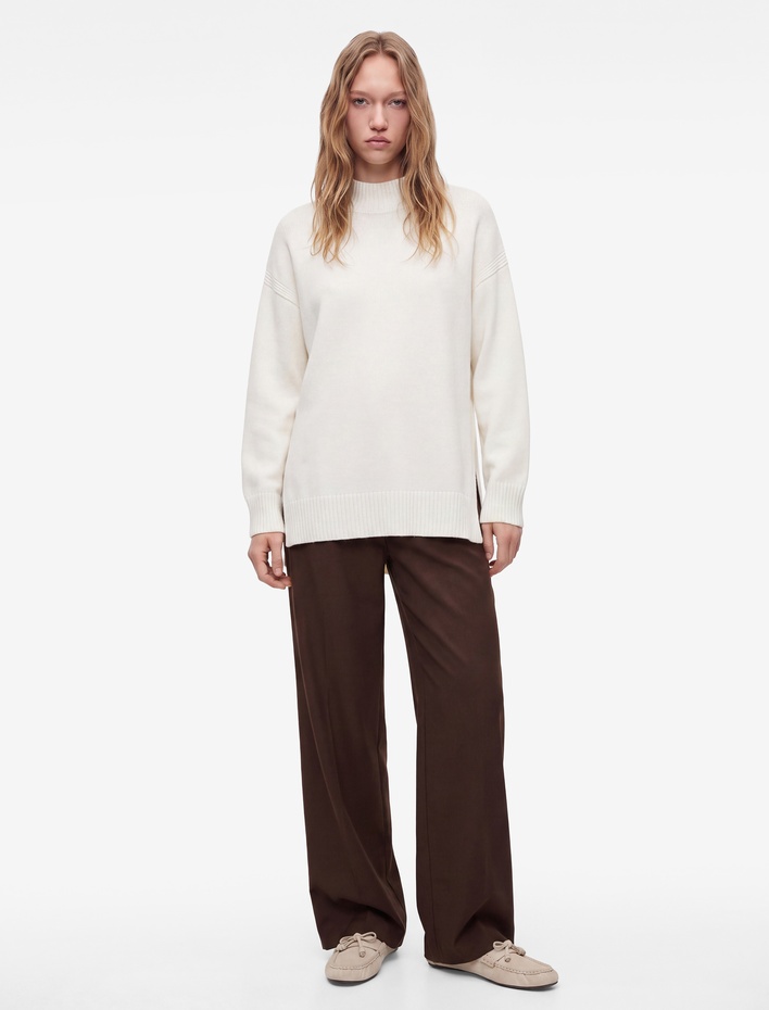  Dik Yaka Uzun Kollu Oversize Triko Tunik
