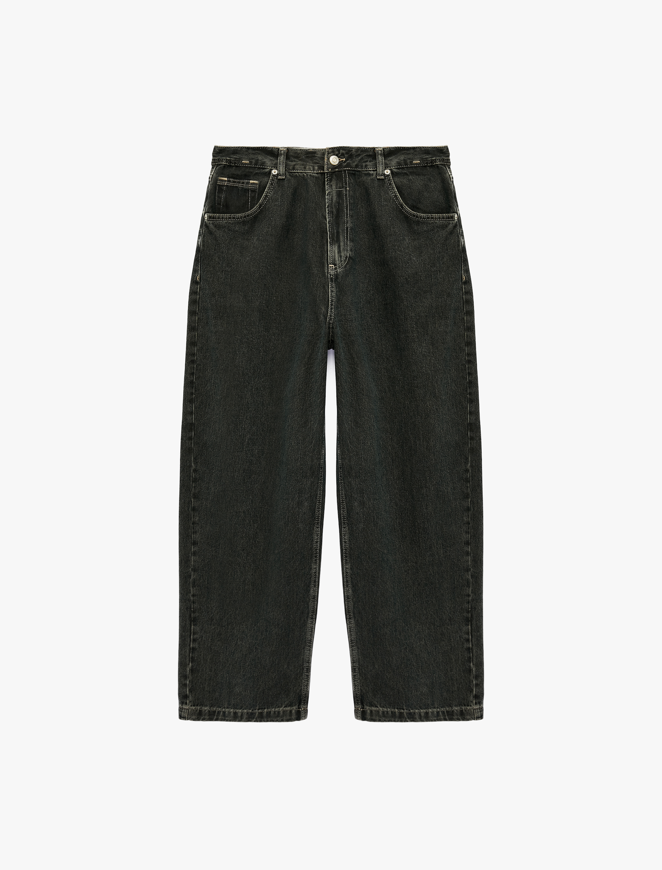   Normal Bel Cepli Pamuklu Bol Super Baggy Jean Pantolon