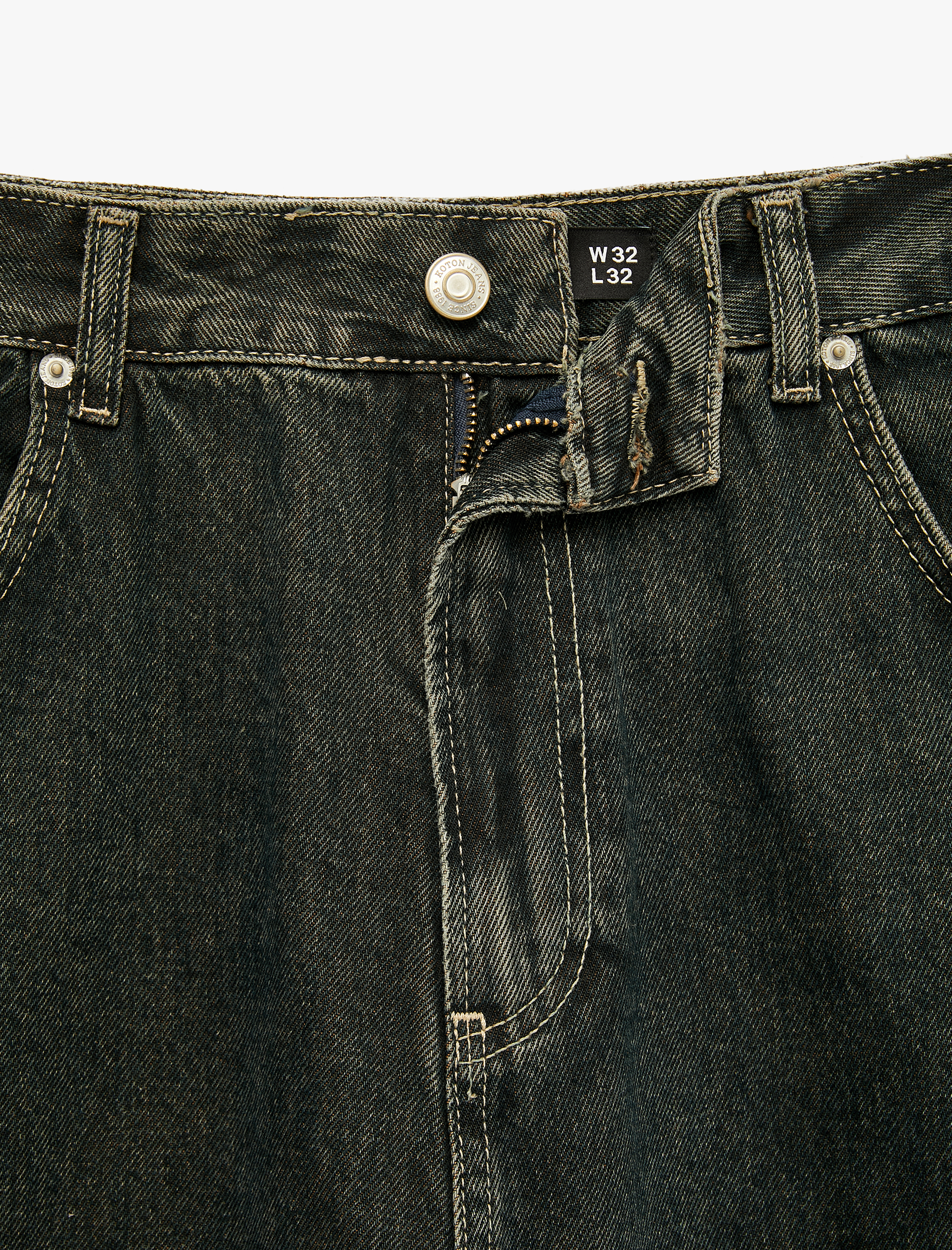  Normal Bel Cepli Pamuklu Bol Super Baggy Jean Pantolon