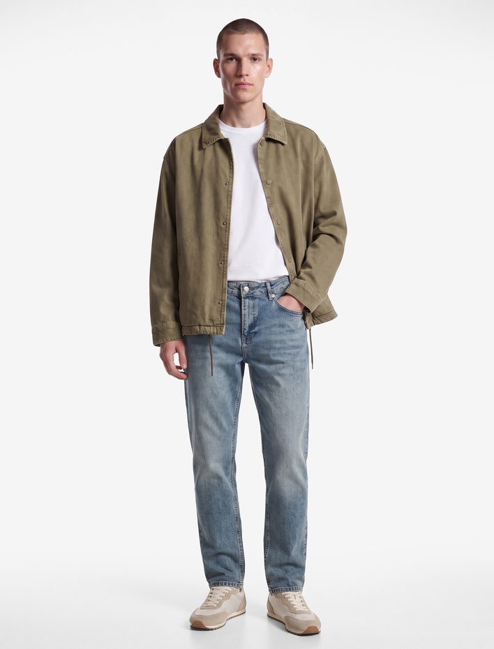  Pamuklu Normal Bel Cepli Düz Paça Denim Pantolon - Tapered Jeans