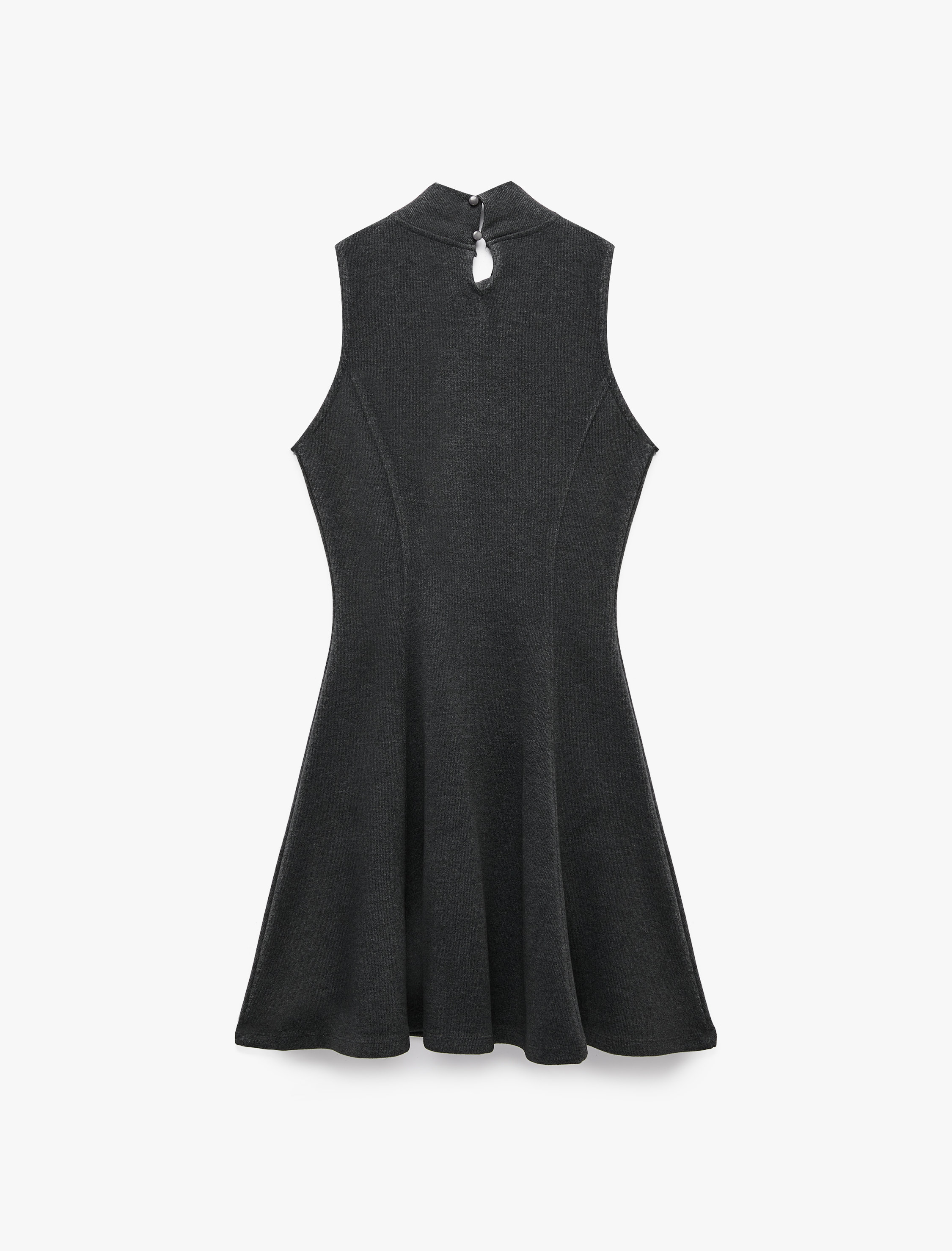 Koton Dikiş Detaylı Slim Fit Kolsuz Dik Yaka Kloş Mini Elbise görsel 6