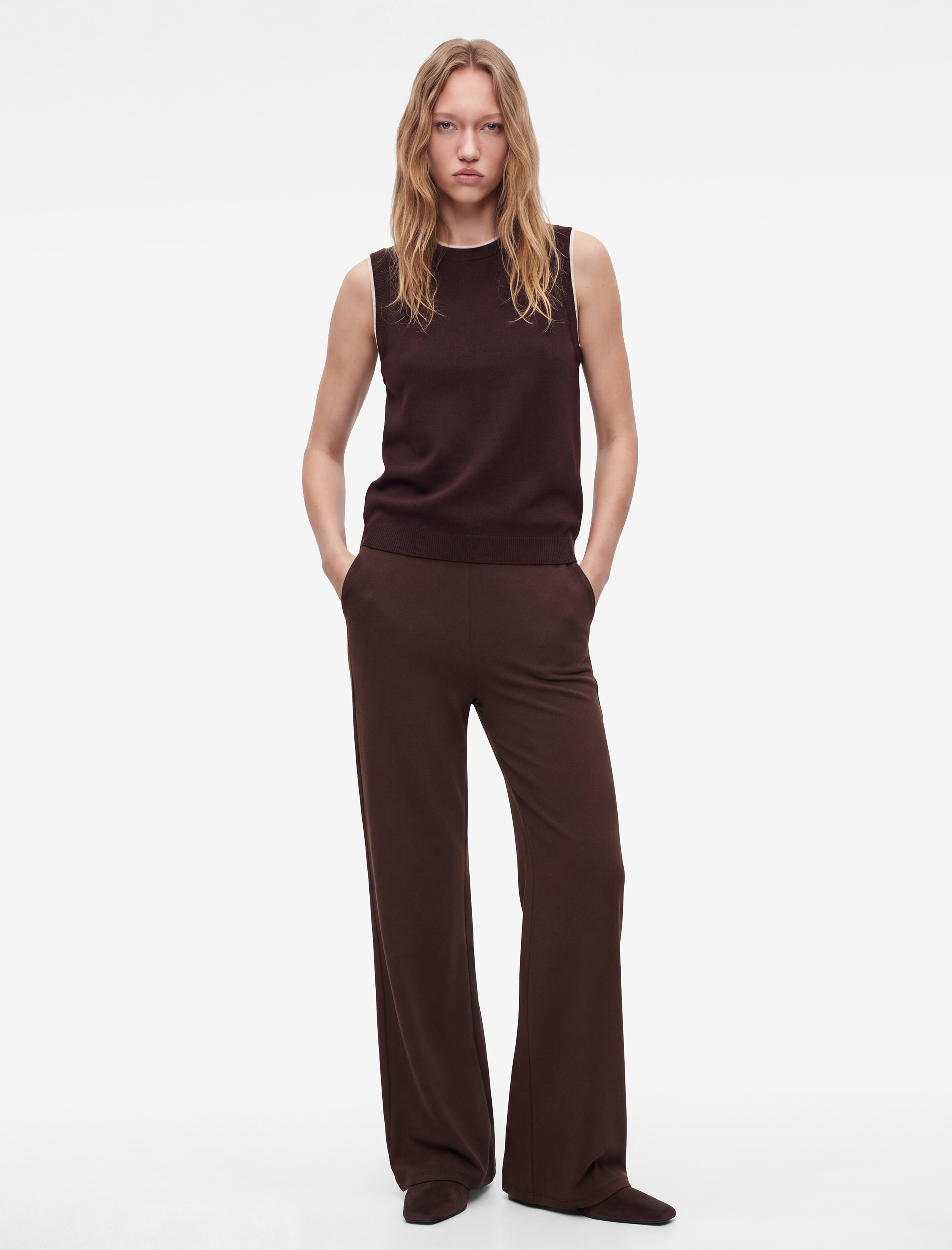 Koton Viskon Regular Fit Normal Bel Geniş Paça Pantolon