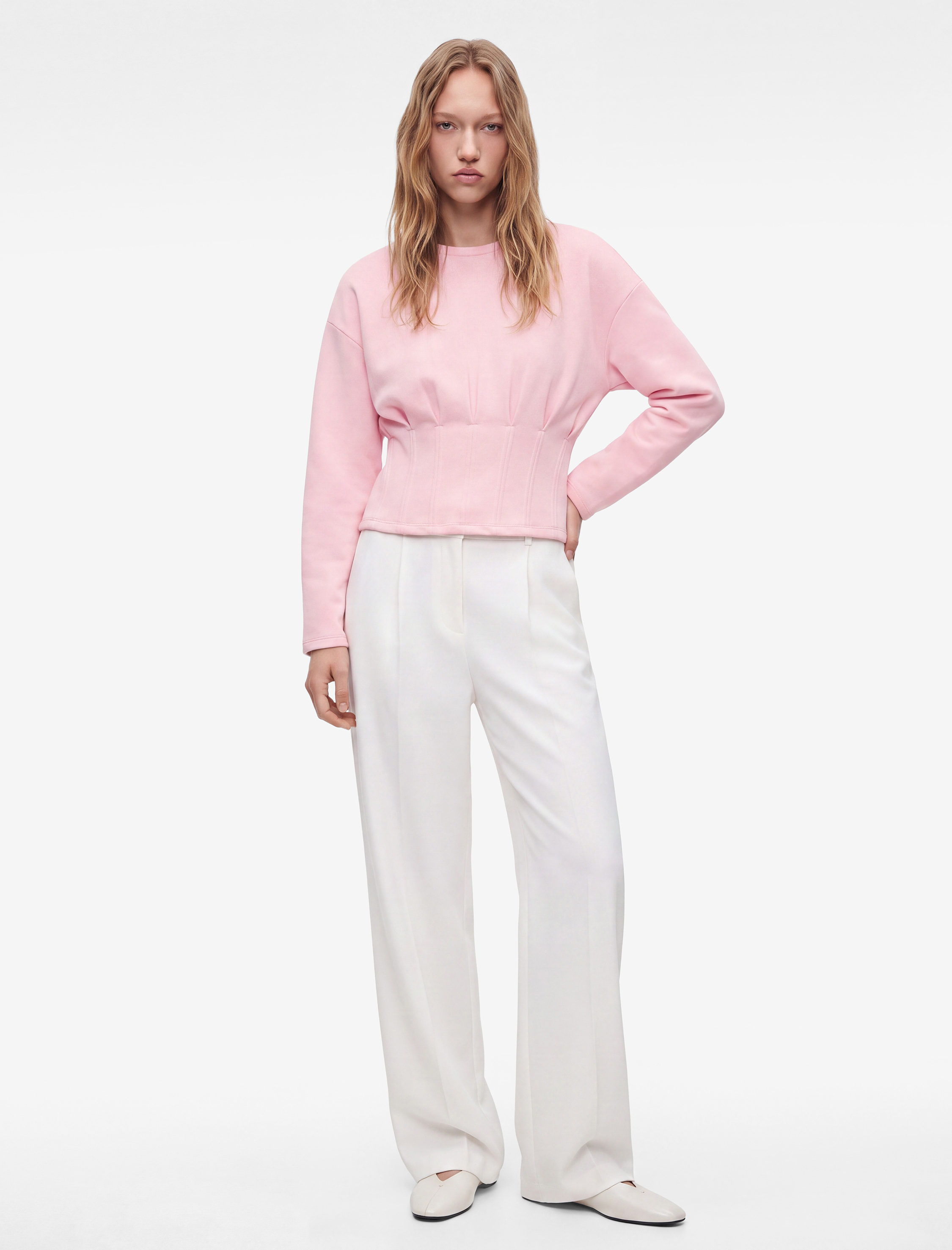 Koton Slim Fit Uzun Kollu Bisiklet Yaka Korse Detaylı Tişört