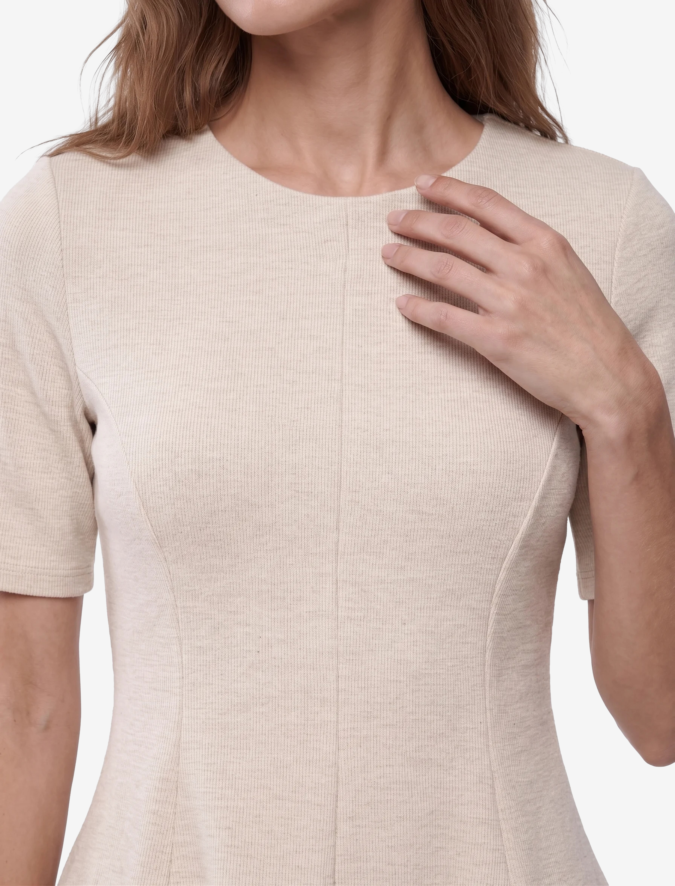   Slim Fit Bisiklet Yaka Kısa Kollu Peplum Bluz