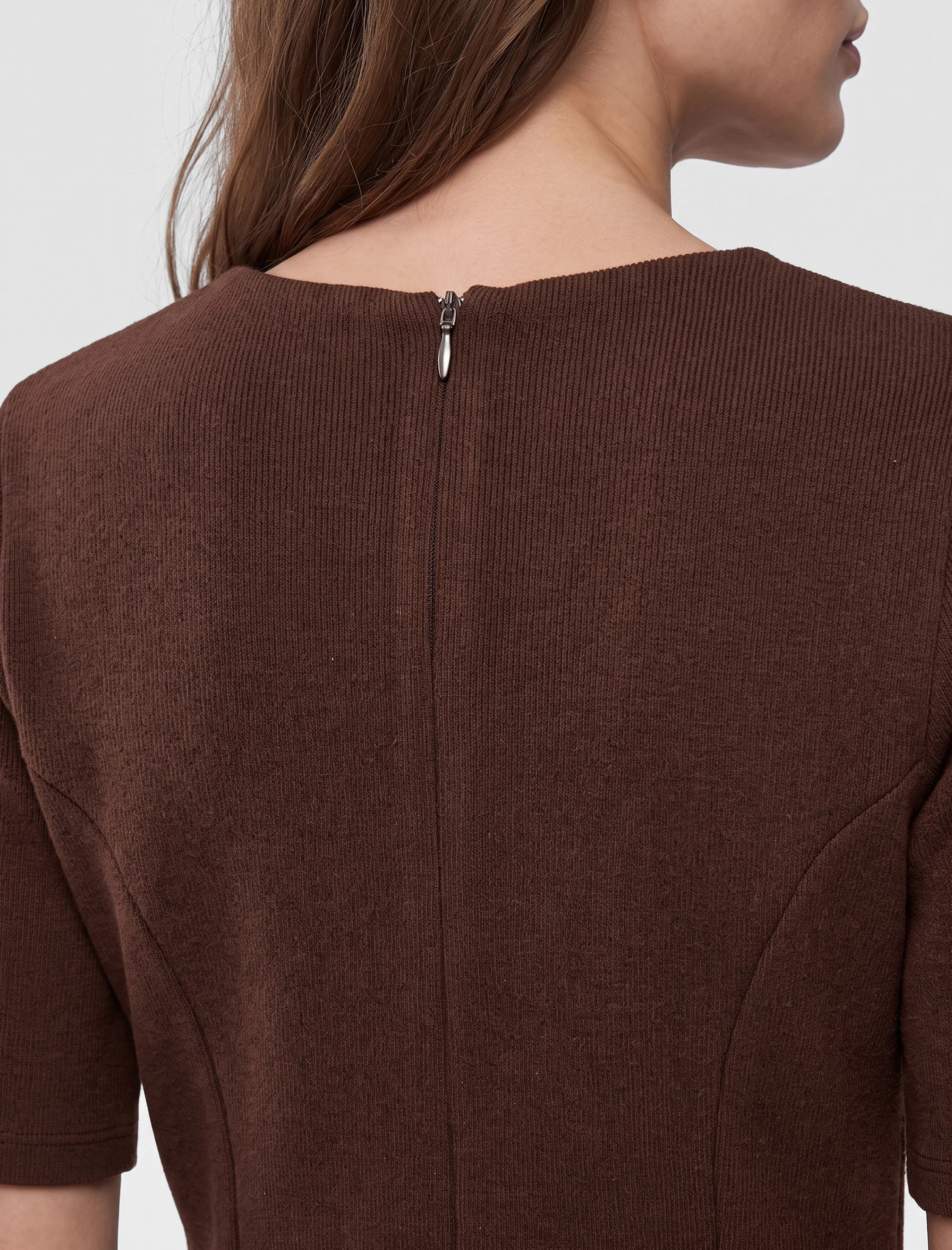Koton Slim Fit Bisiklet Yaka Kısa Kollu Peplum Bluz görsel 4