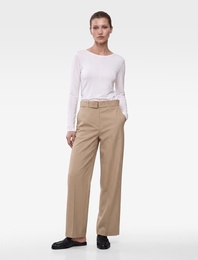 Slim Fit Bisiklet Yaka Uzun Kollu Viskon Basic Bluz