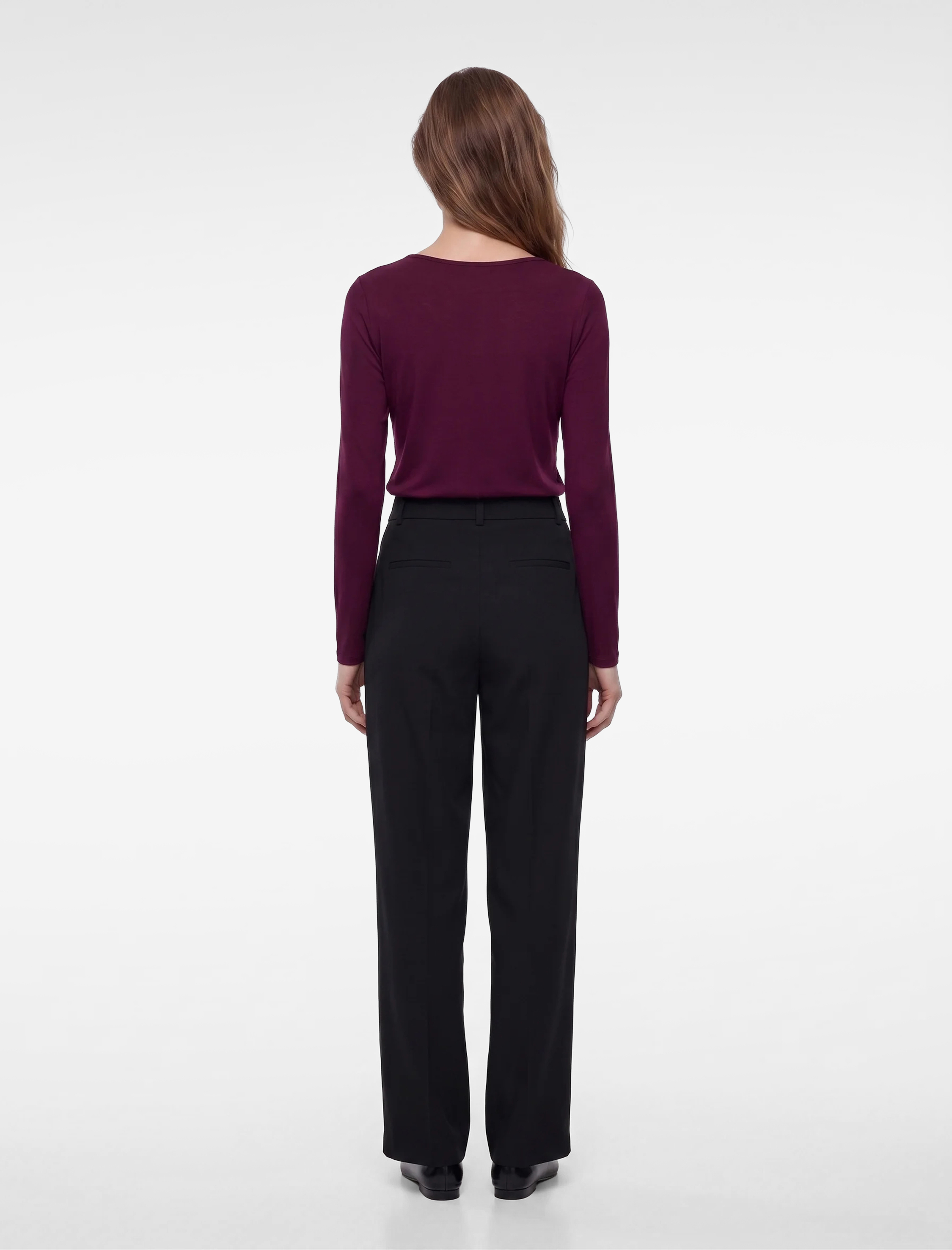 Koton Slim Fit Bisiklet Yaka Uzun Kollu Viskon Basic Bluz görsel 3