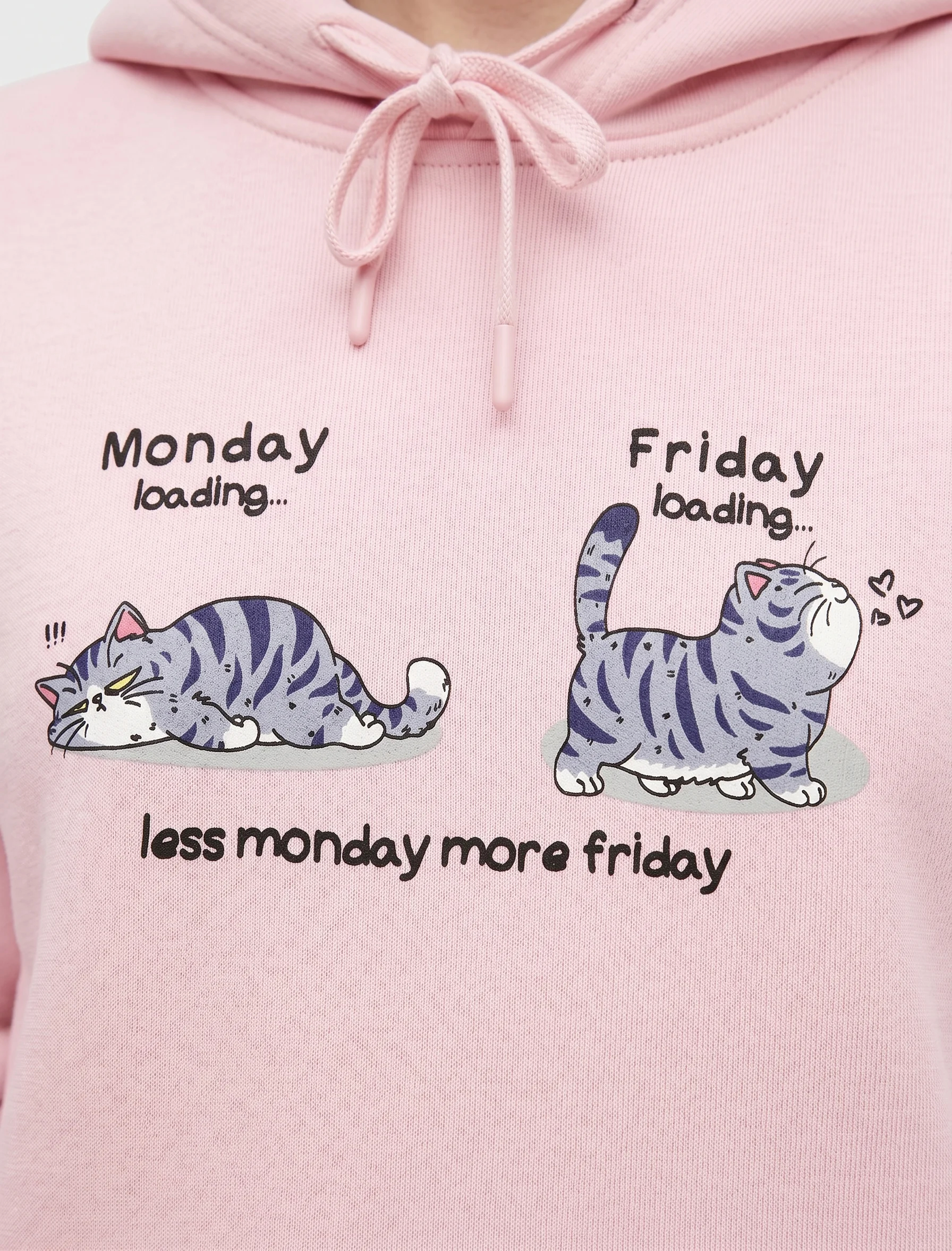 Koton Üç İplik Şardonlu Kanguru Cepli Kapüşonlu Kedi Baskılı Sweatshirt görsel 5