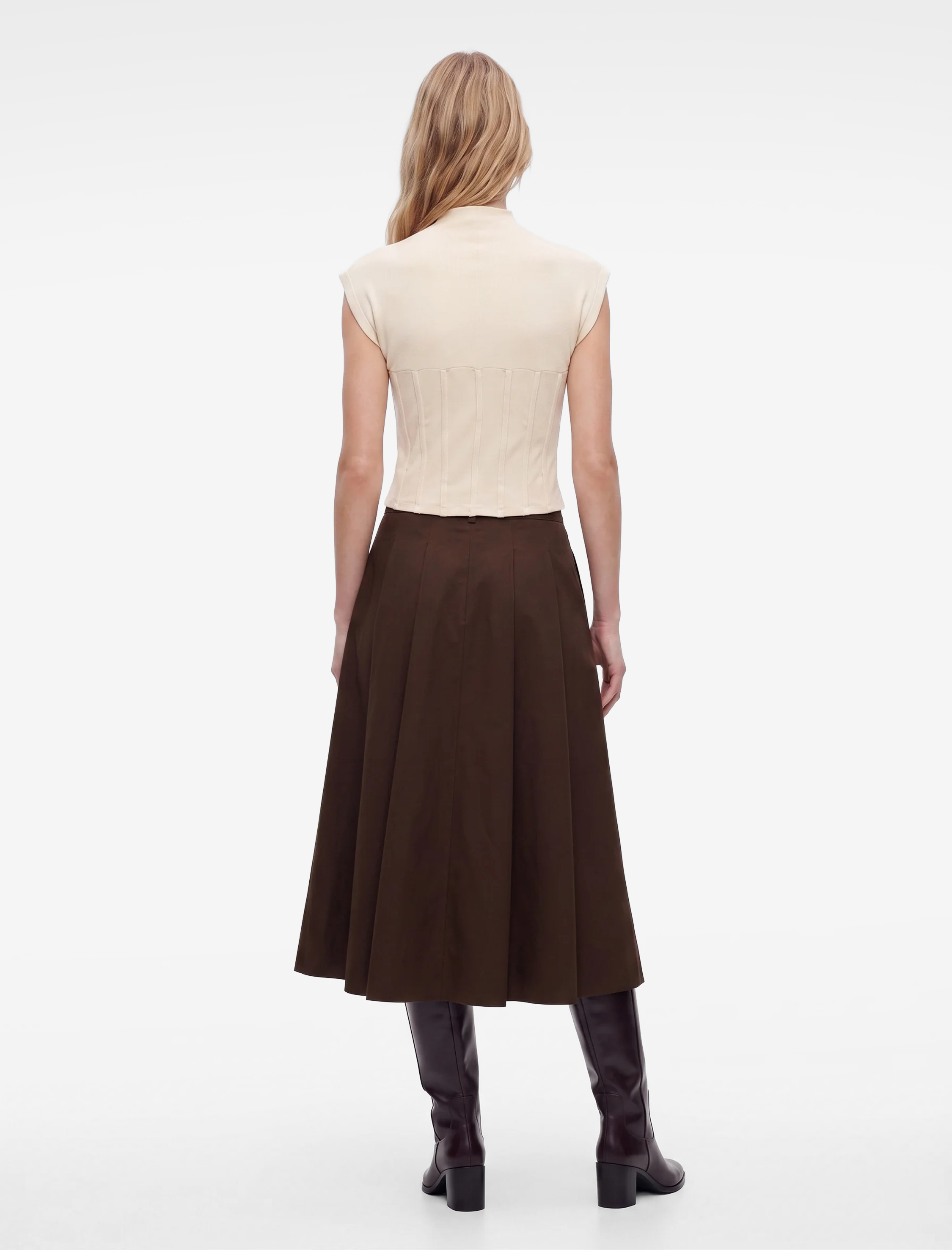 Koton Slim Fit Viskon Kumaş Dik Yaka Kısa Kollu Korse Detaylı Tişört görsel 3