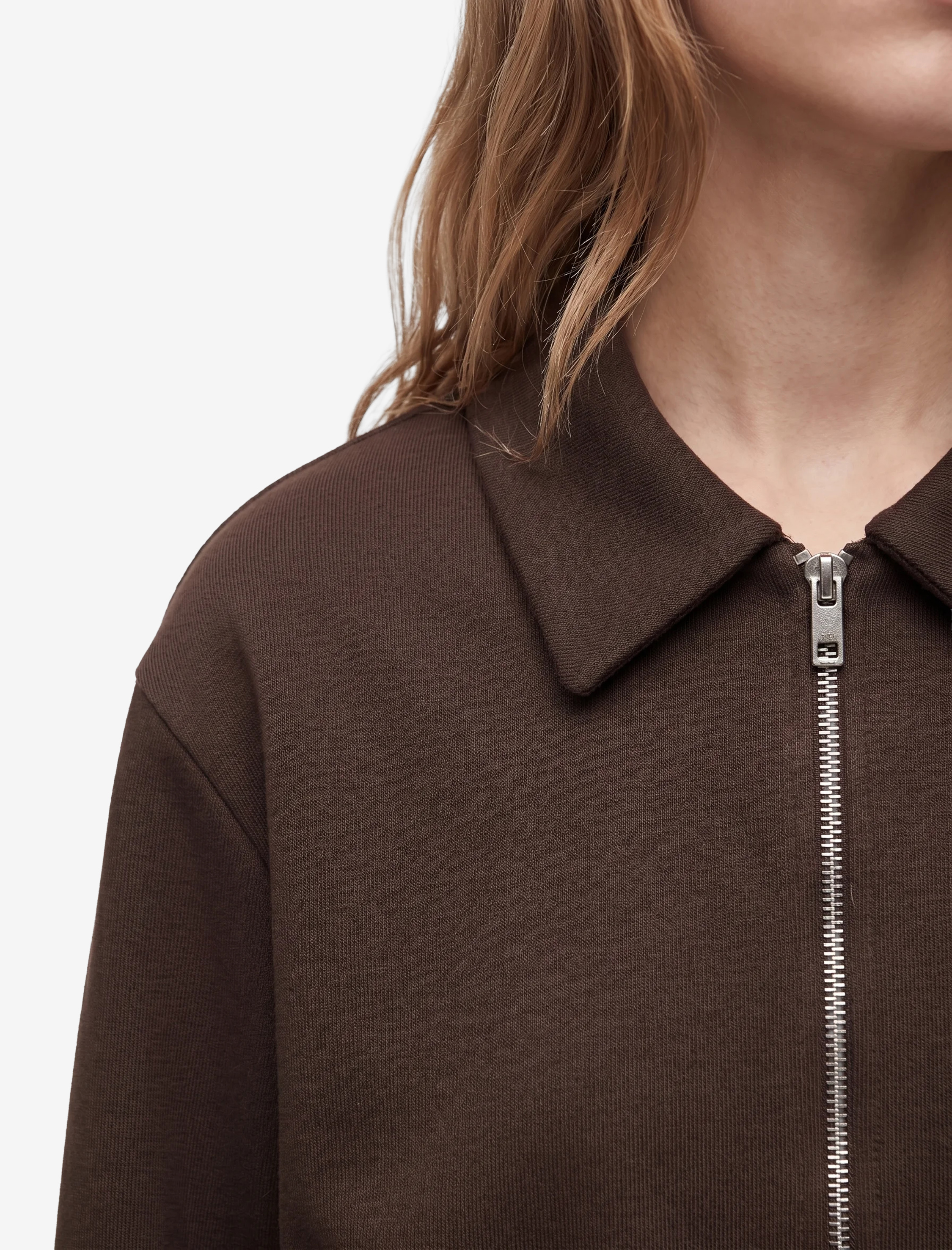   Rahat Kalıp Fermuarlı Cepli Polo Yaka Bomber Sweatshirt