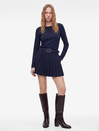Pamuklu Slim Fit Korse Detaylı Kayık Yaka Uzun Kollu Tişört