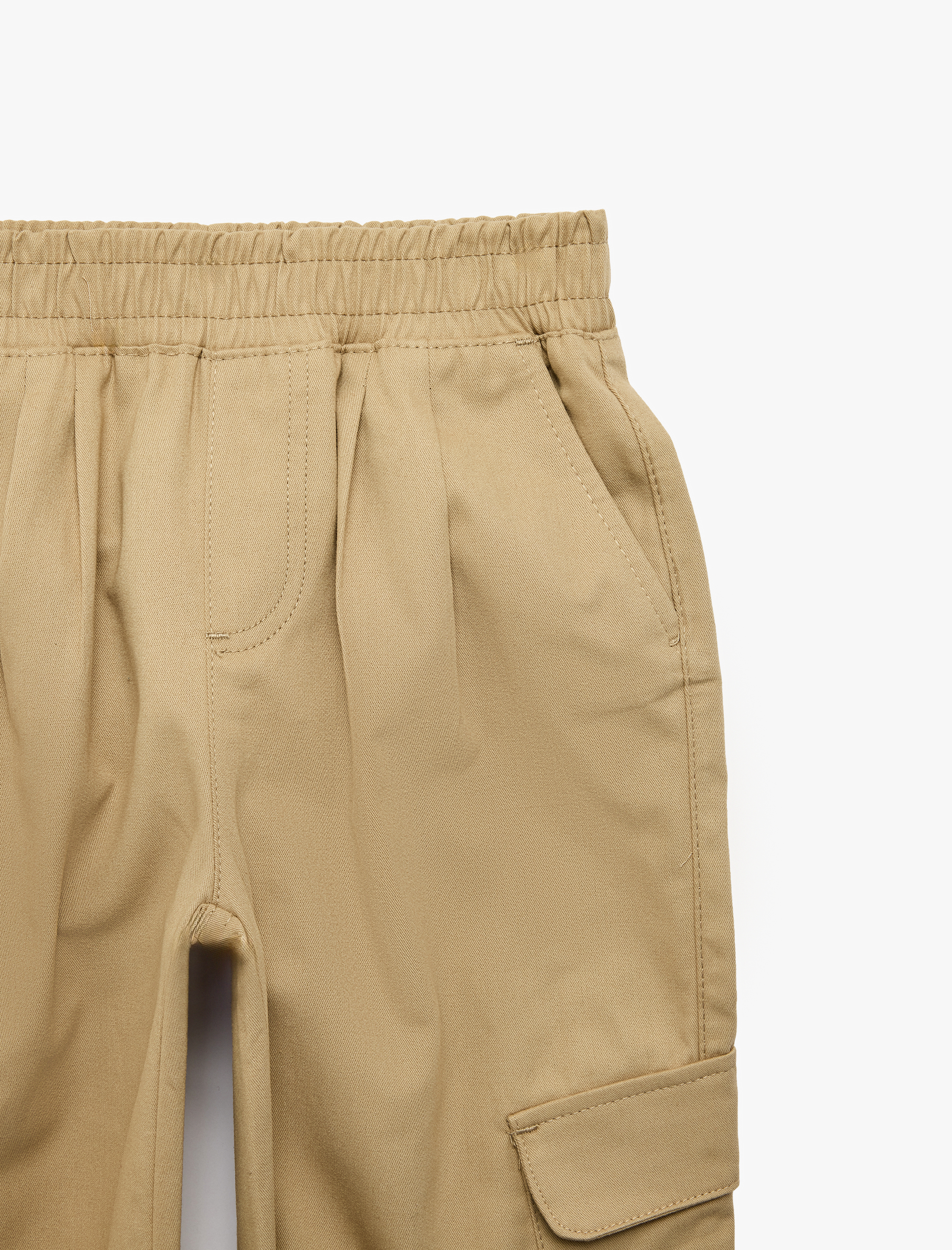  Erkek Çocuk Beli Lastikli Cep Detaylı Pamuklu Gabardin Oversize Kargo Pantolon