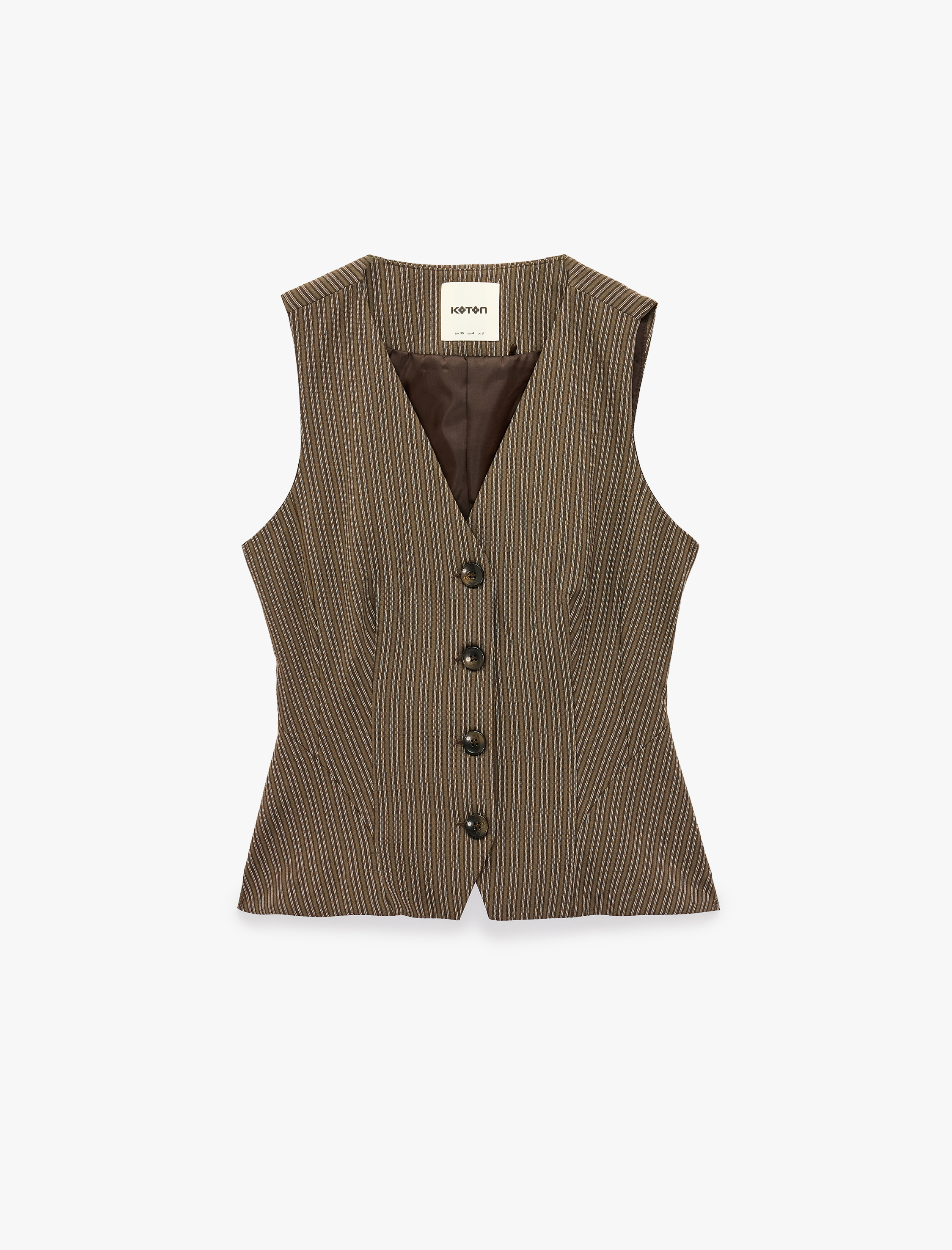  Slim Fit V Yaka Düğmeli Çizgili Blazer Yelek