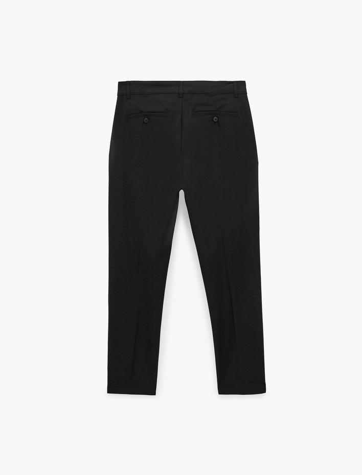  Viskon Cepli Slim Fit Pileli Kumaş Pantolon