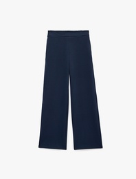 Normal Bel Regular Fit Cepli Düz Geniş Paça Pantolon
