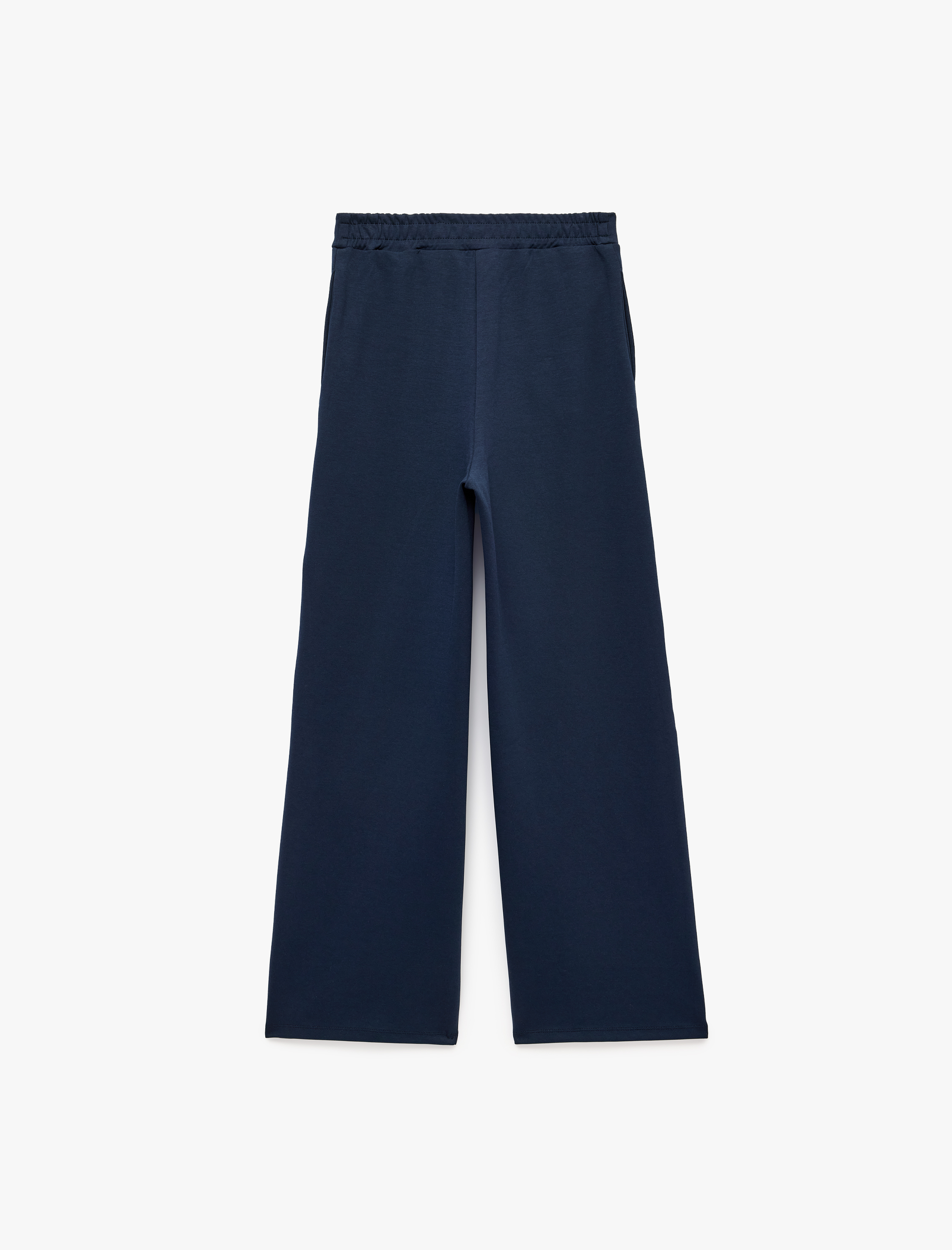  Normal Bel Regular Fit Cepli Düz Geniş Paça Pantolon