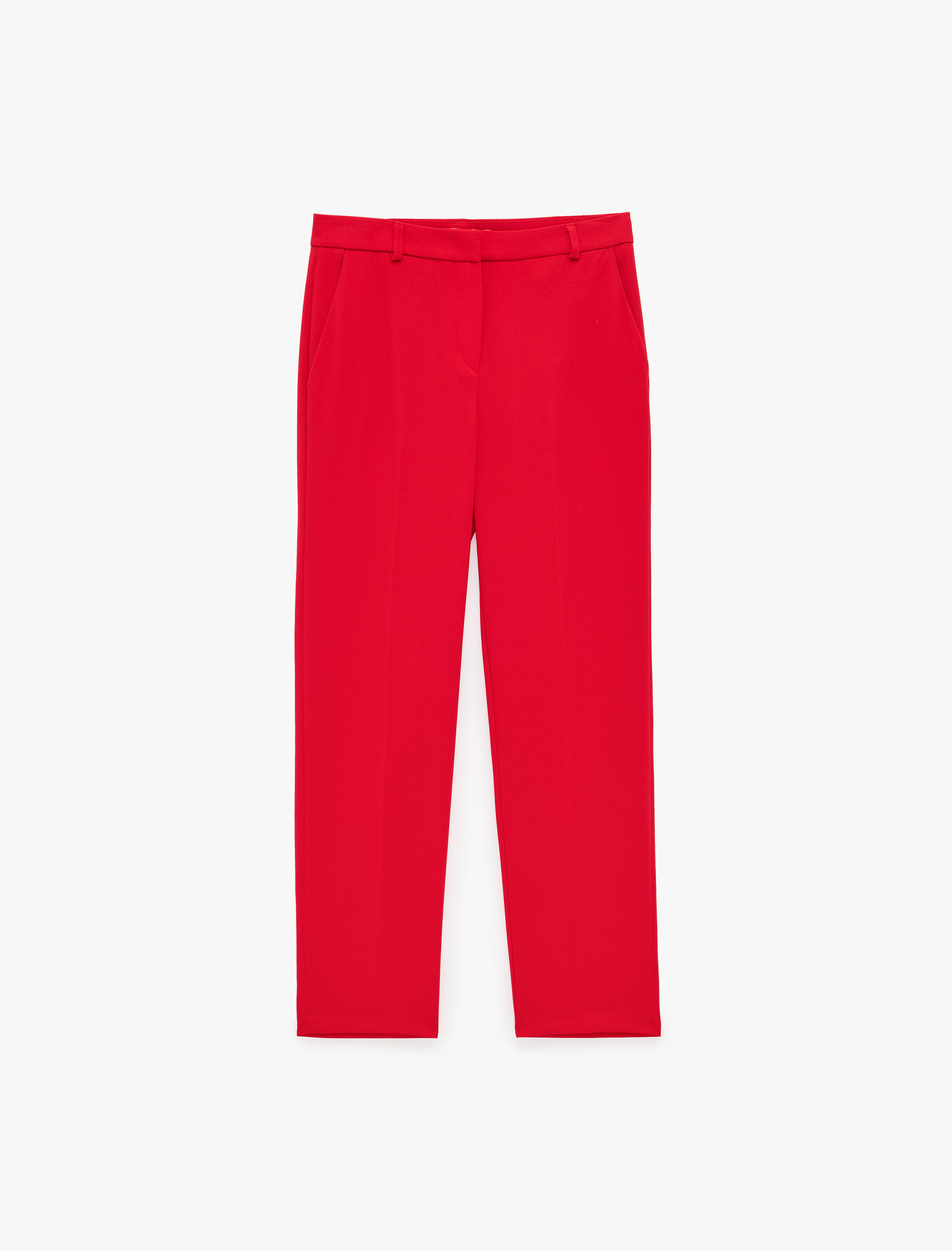   Yüksek Bel Cepli Regular Fit Krep Kumaş Bilek Boy Cigarette Pantolon