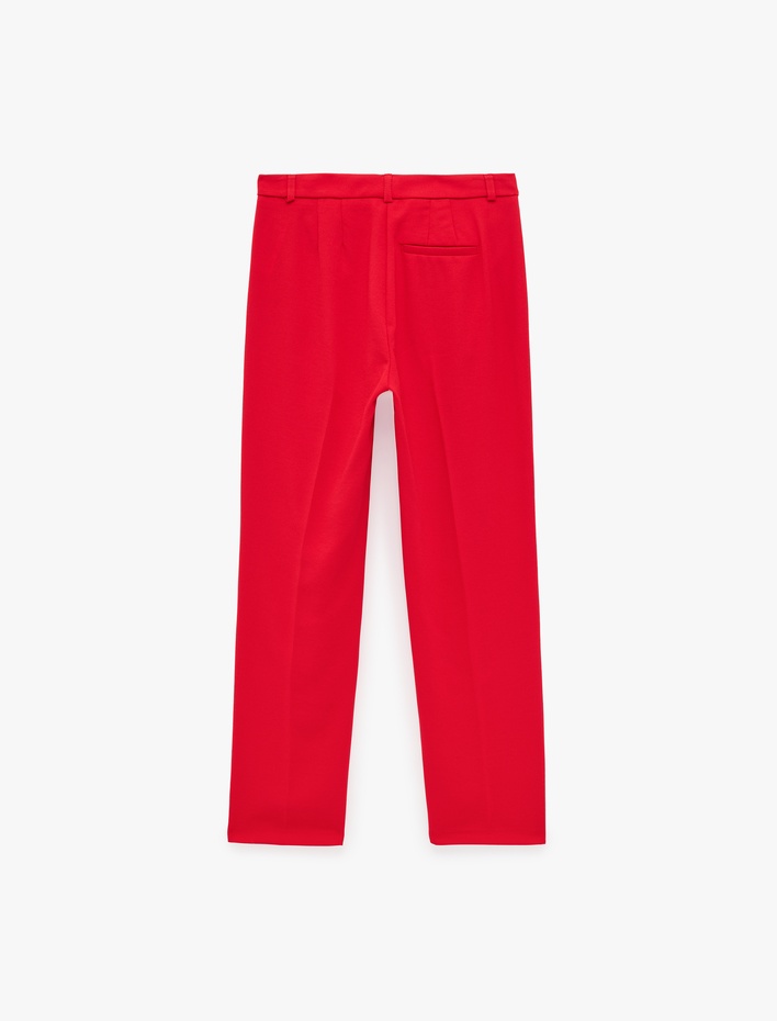  Yüksek Bel Cepli Regular Fit Krep Kumaş Bilek Boy Cigarette Pantolon