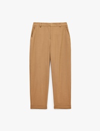 Flanel Kumaş Cepli Barrel Kesim Pantolon
