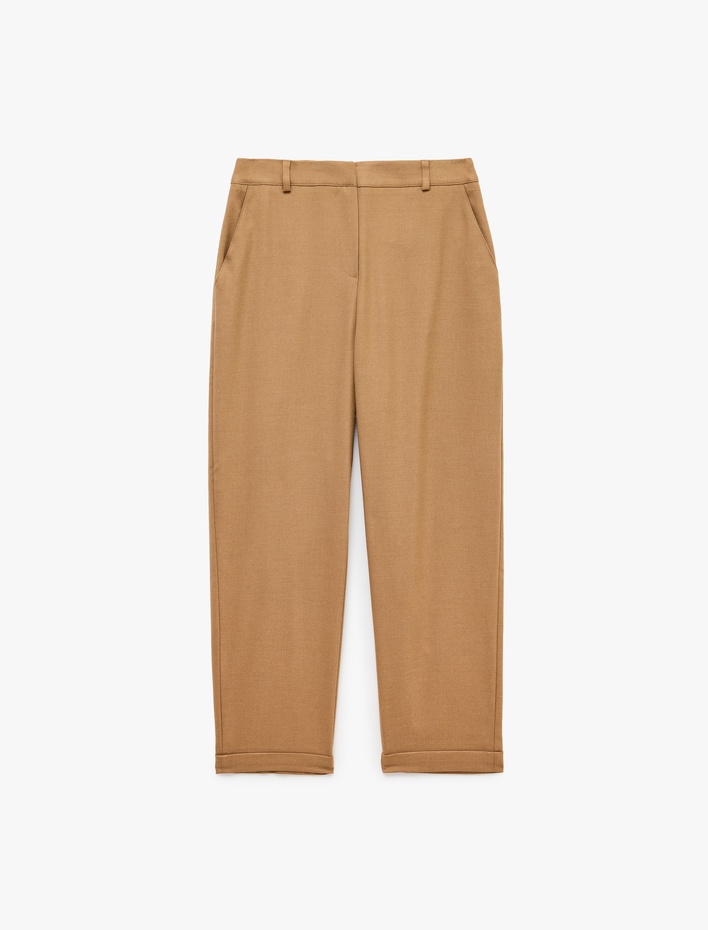  Flanel Kumaş Cepli Barrel Kesim Pantolon