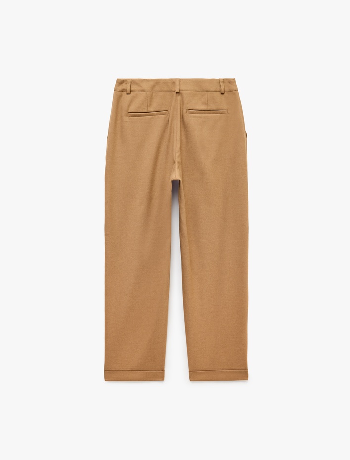  Flanel Kumaş Cepli Barrel Kesim Pantolon