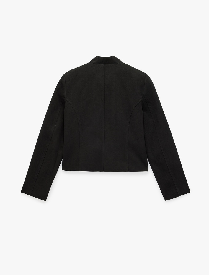  Pamuklu Uzun Kollu Dik Mandarin Yaka Süslü Düğmeli Gabardin Napolyon Ceket