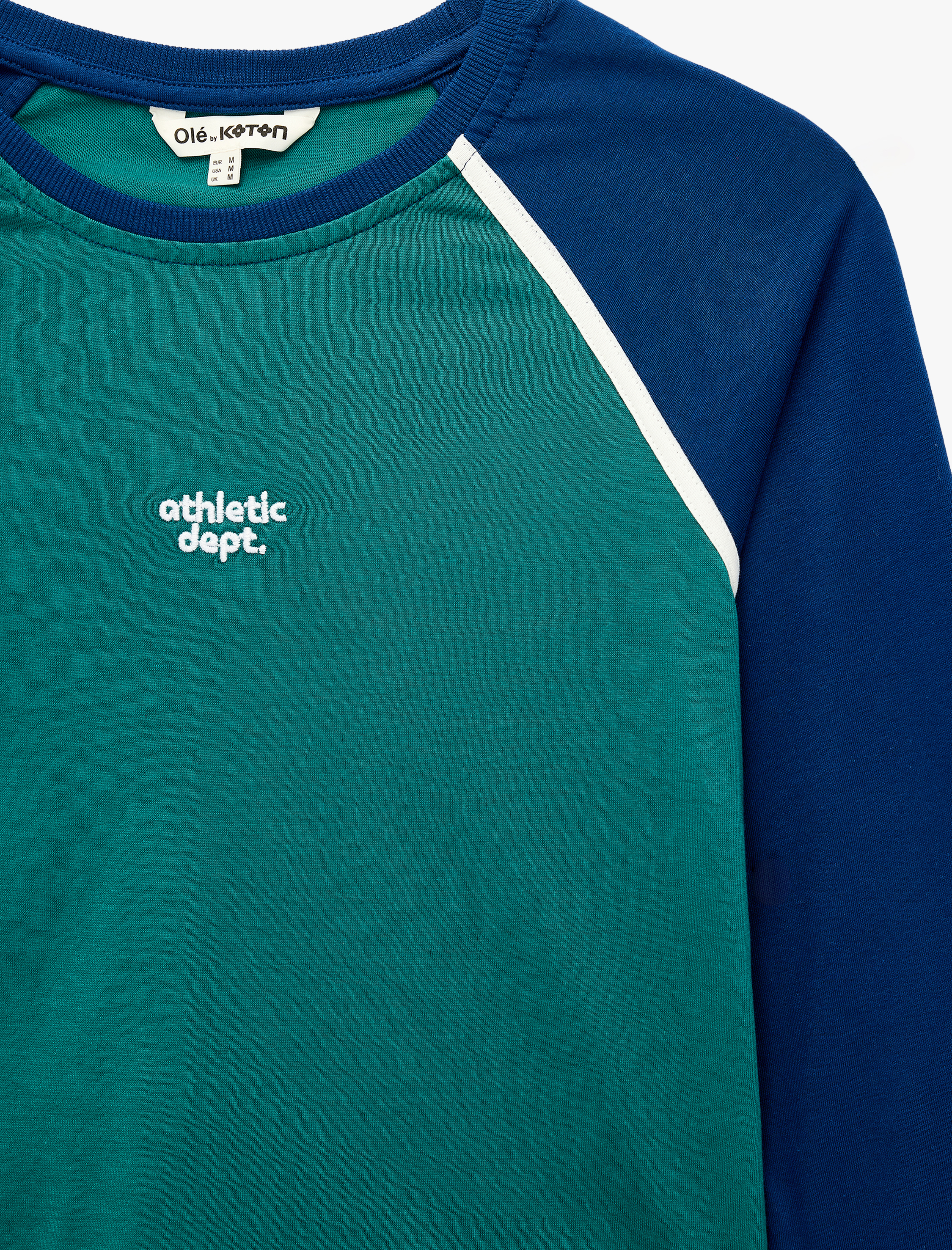   Biyeli Slim Fit Pamuklu Bisiklet Yaka Uzun Reglan Kollu Baskılı Tişört