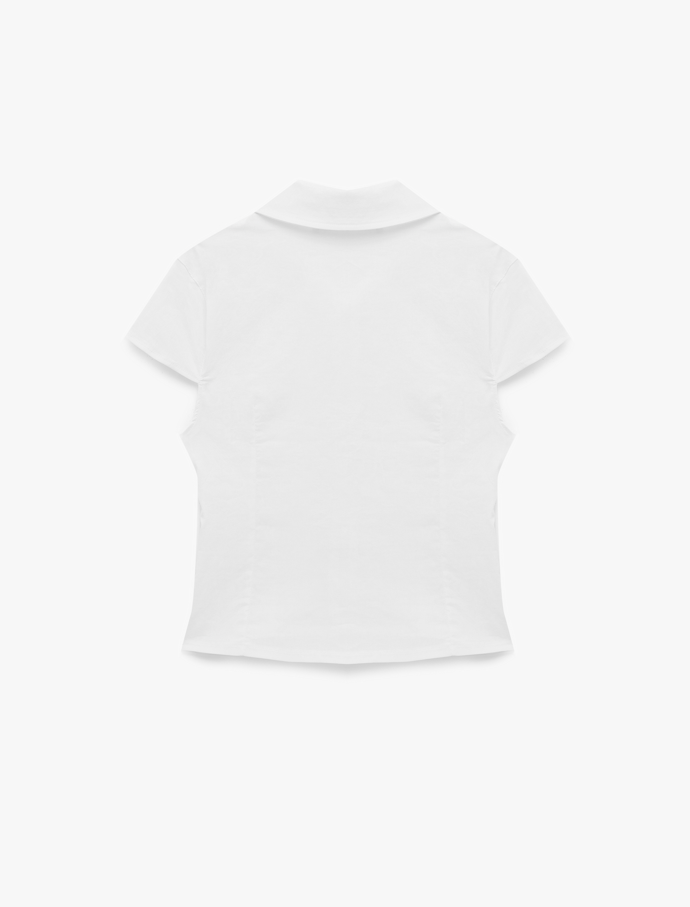   Kısa Kollu Klasik Yaka Fermuarlı Slim Fit Crop Korse Bluz