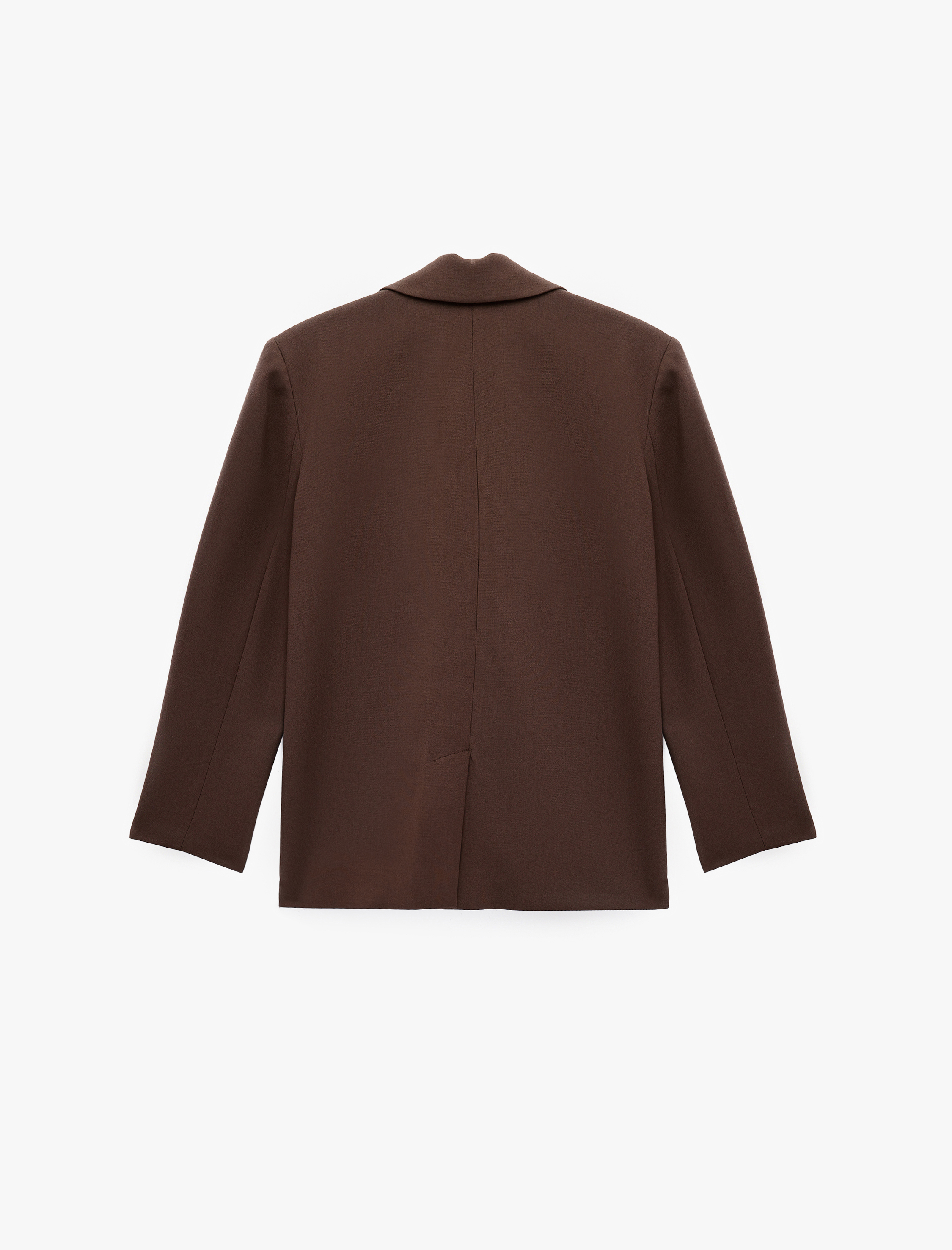   Uzun Kollu Cepli Viskon Karışımlı Düğmeli Oversize Kruvaze Yaka Blazer Ceket
